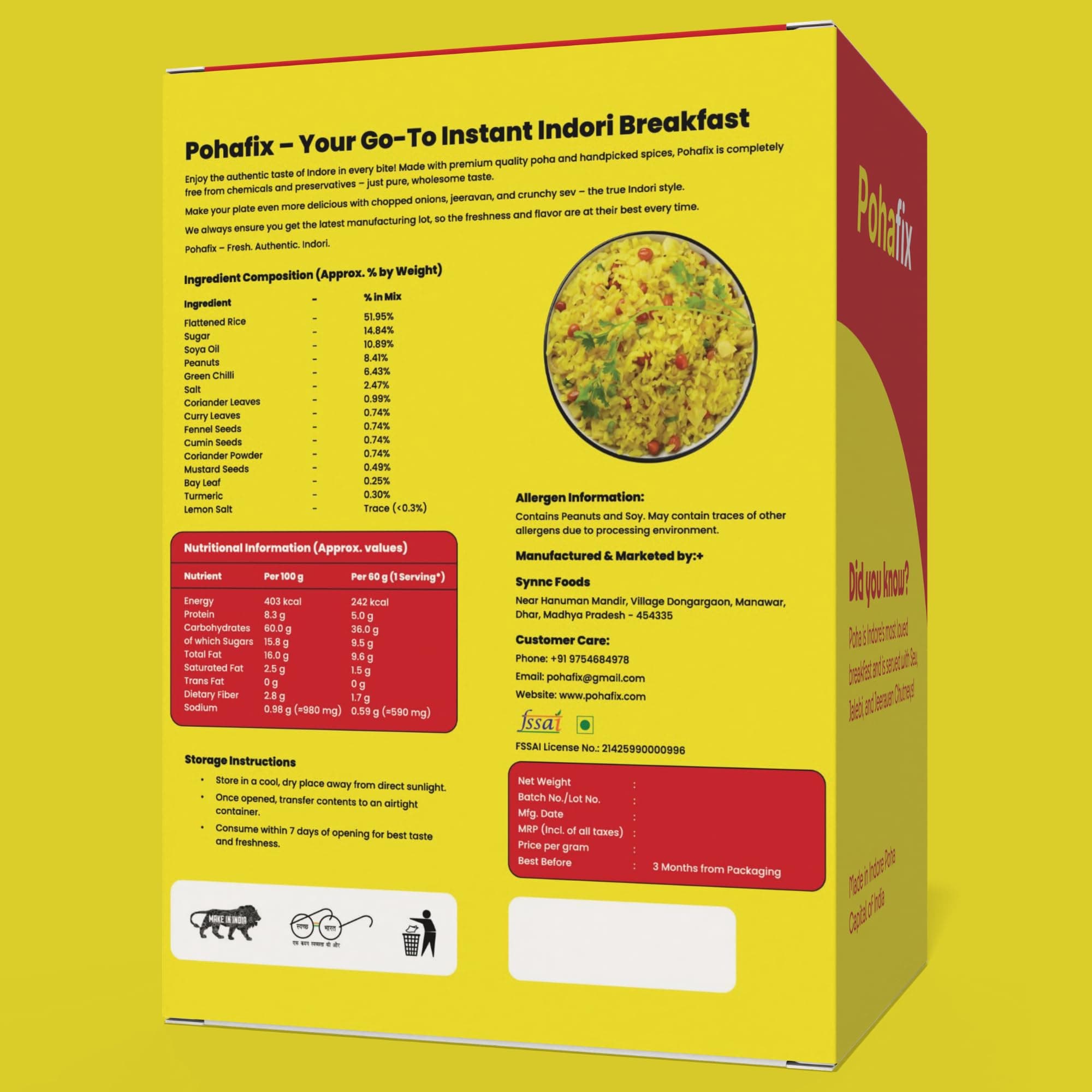 Instant Indori Khatta Mitha Poha 300 gram (60 * 5) With Indori Sev 100 gram (Indori Poha With Sev 100 Gram) — image 3