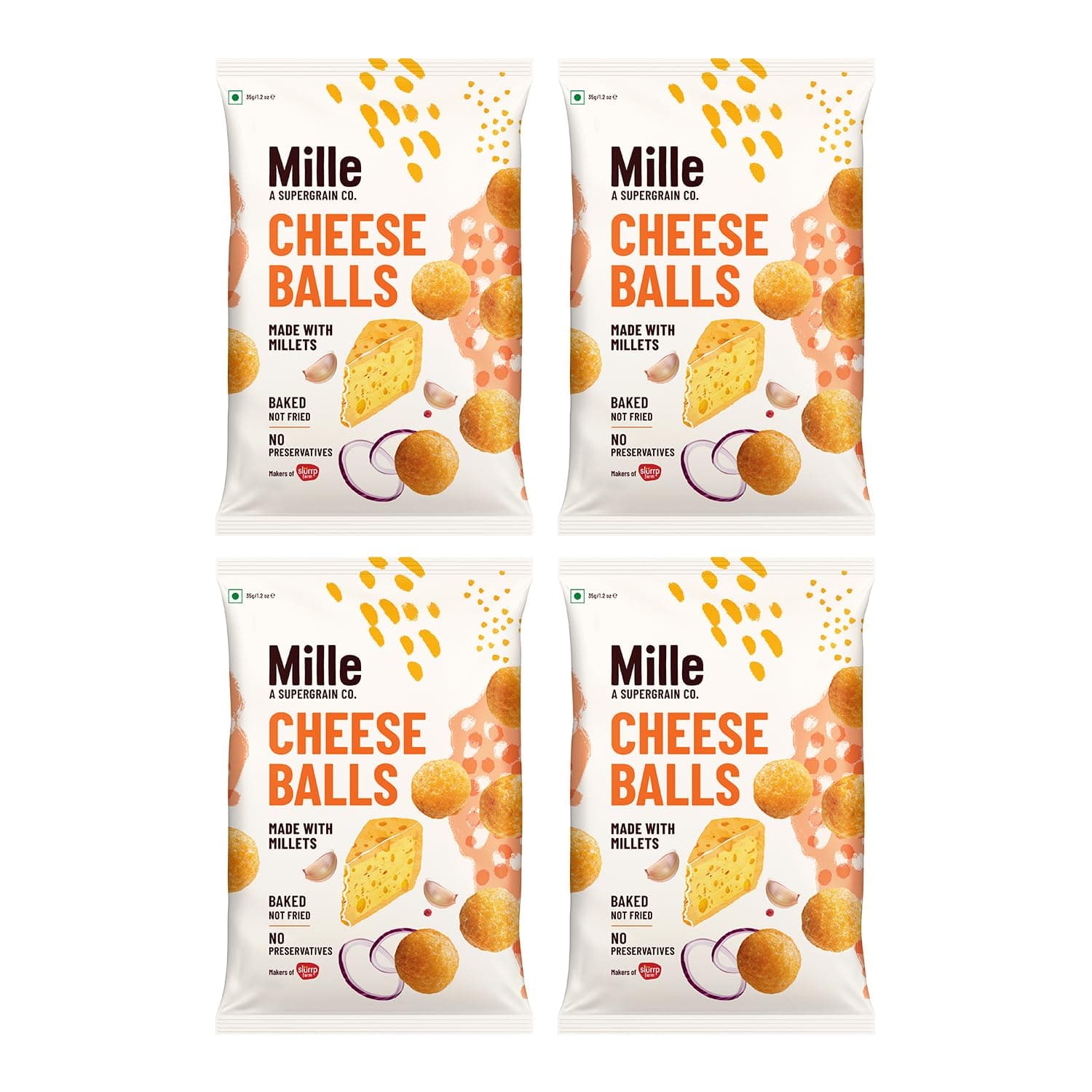 Mille Cheese Balls | 37% Millets | Baked | No Palm Oil | Not Fried, 0 Preservatives | 0 Trans Fat | Healthy Snacks | Naturally Gluten Free | 35g x 4 — image 2