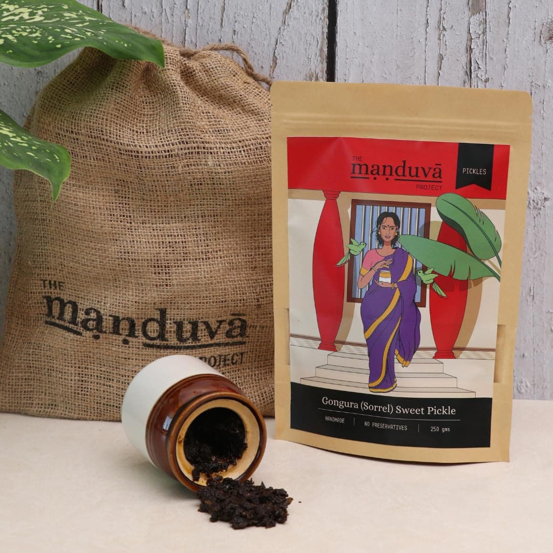 The Manduva Project Gongura Sweet Pickle 250g | No Onion | Andhra Homemade Sorrel Leaves Achar | With Jaggery & Tamarind | Sweet, Tangy & Spicy | No Preservatives — image 2
