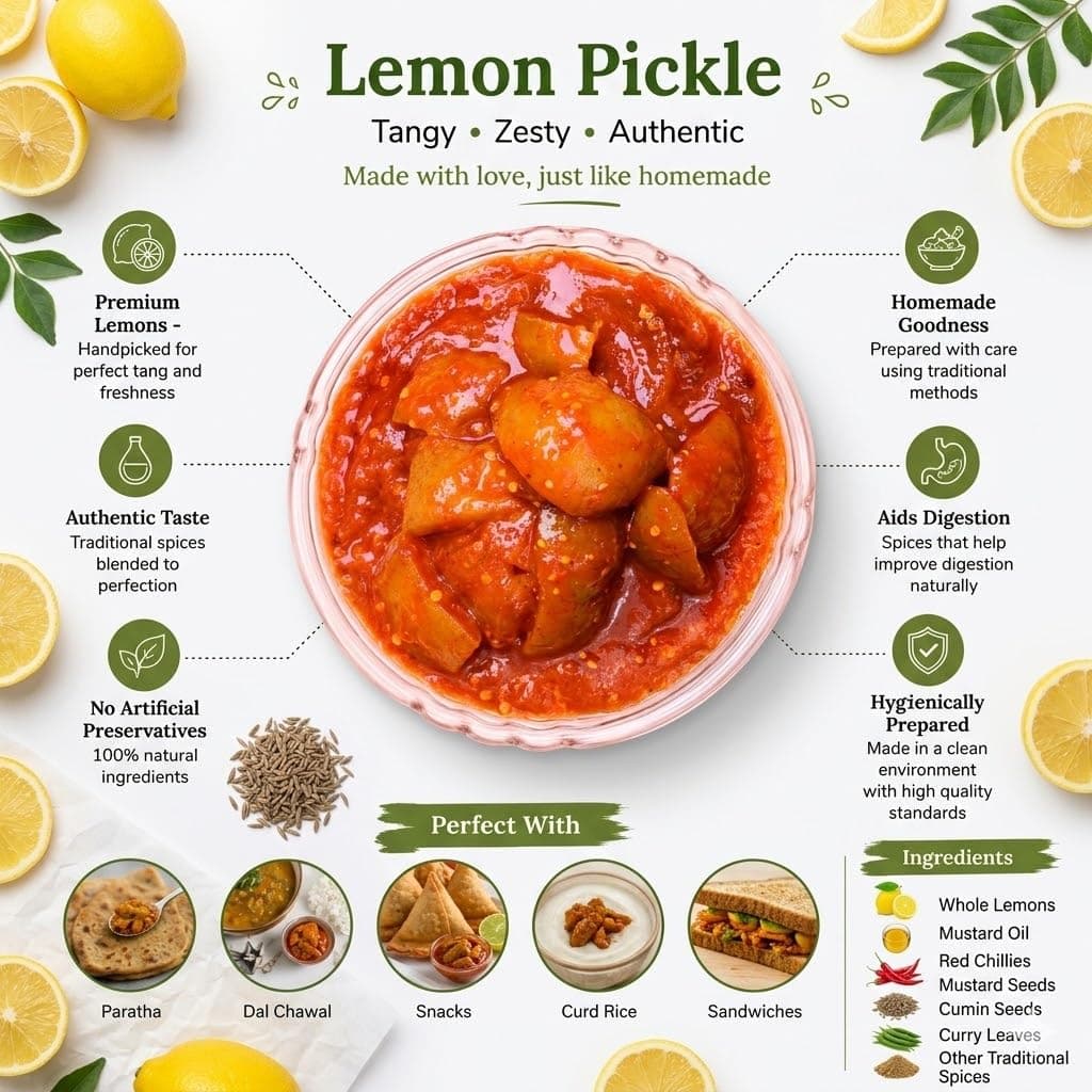 ATULUX Lime Pickle 1Kg, Traditional Nimbu Achar, Spicy Tangy Homemade Style, Oil Free, No Onion No Garlic Pack of 2 (500g Each) — image 5