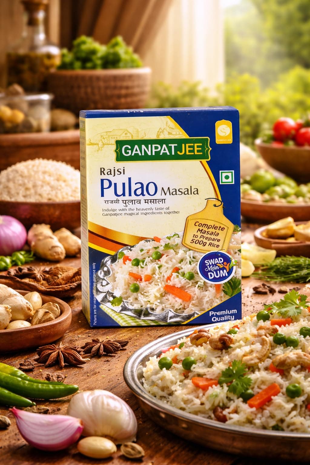 Ganpatjee Pulao Biryani Masala Powder 45G | Pack of 15g x 3| Authentic Taste Ready Mix masala | No Onion No Garlic | No Added Salt — image 5