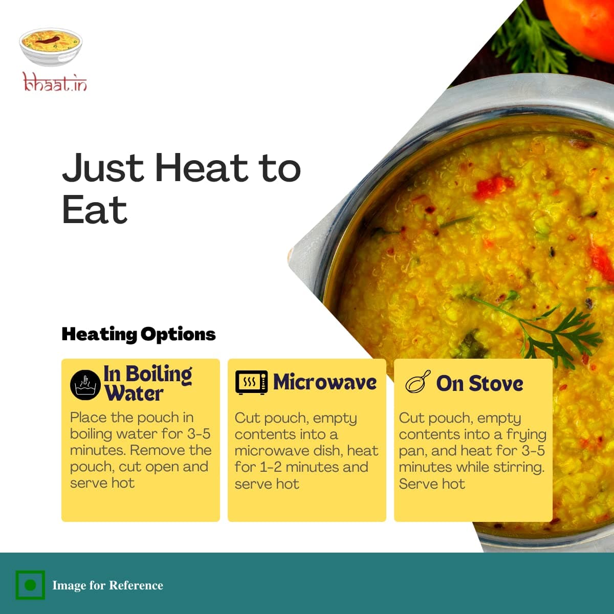 Bhaat.in Moong Dal Khichdi | Pack of 2 | Ready-to-Eat Meal | High Protein & Fiber | Light on Stomach | Non-Spicy & Gluten-Free | No Preservatives | Travel & Office-Friendly Indian Meal — image 7