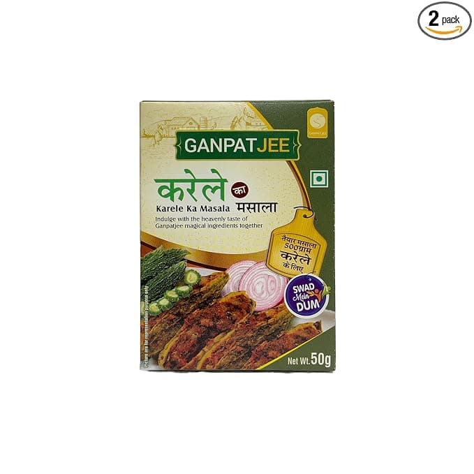 Ganpatjee Bhindi Karela Masala 100G | PACK OF 50G x 2 | Bitter Gourd & Ladyfinger Masala | Authentic Taste Ready Mix masala | No Onion No Garlic