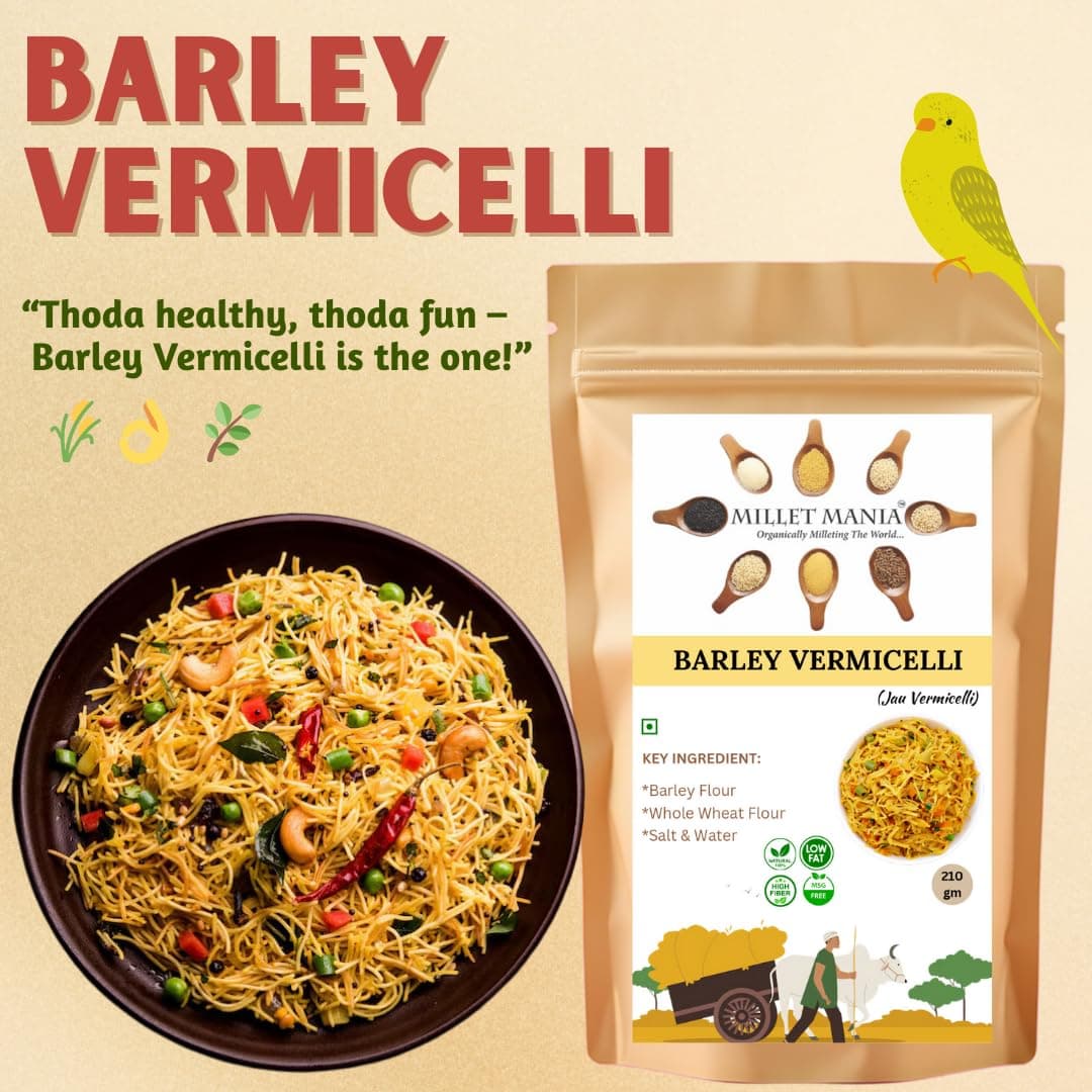 Barley Vermicelli | 210g Pack | High Fiber Diabetic-Friendly Semiya | Healthy Vermicelli for Upma, Kheer & Soups | Weight Management Food | No Maida | Quick Cook Meal | Preservative-Free | Ideal for Kids, Adults & Elderly (Pack of 1) — image 5