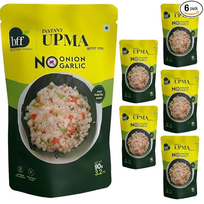 Instant Upma - Pack of 6 (90g Each) | Indian Breakfast Mix | Just Add Water | Made with Semolina & Spices | No Added Preservatives | No Onion, No Garlic