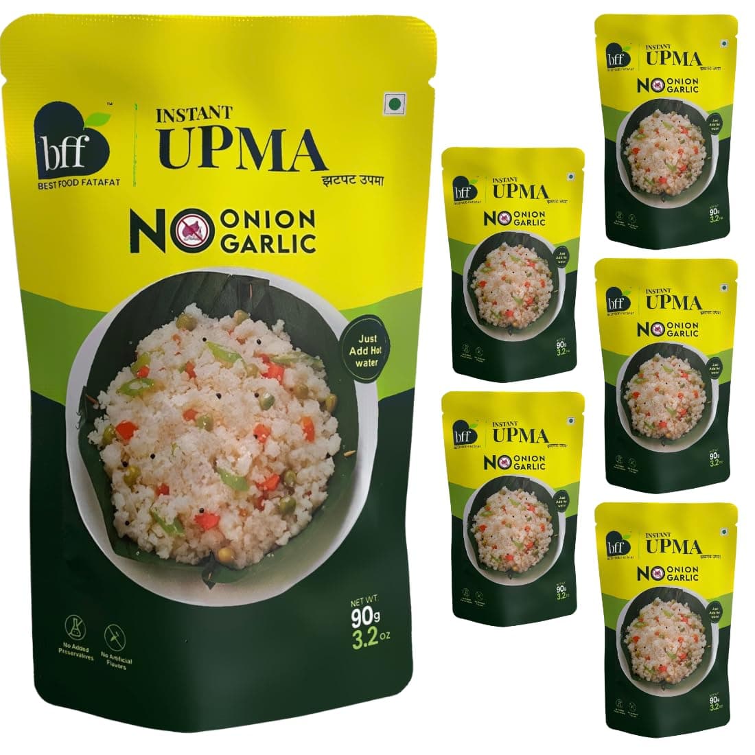 Instant Upma - Pack of 6 (90g Each) | Indian Breakfast Mix | Just Add Water | Made with Semolina & Spices | No Added Preservatives | No Onion, No Garlic — image 2