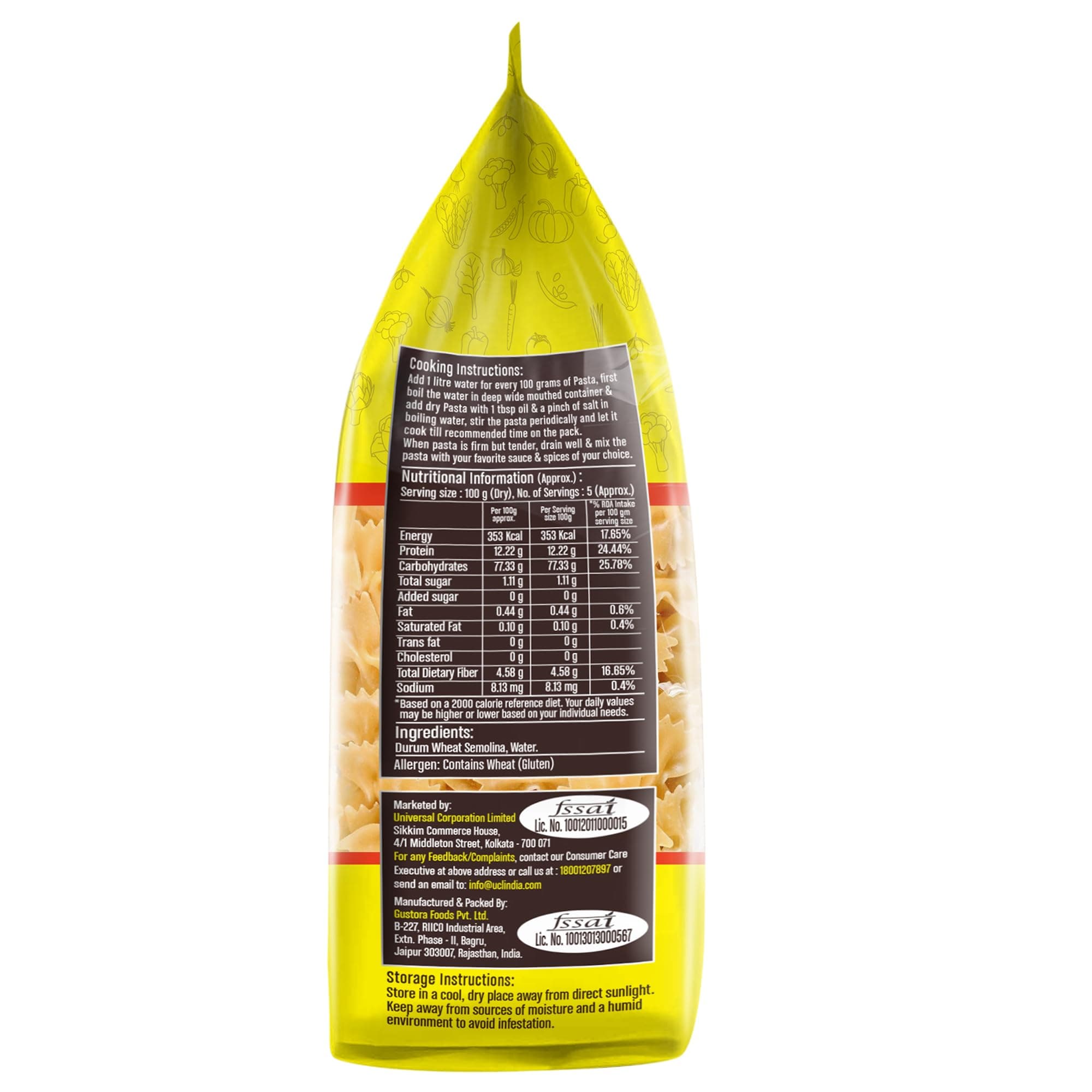 DiSano Farfalle Pasta 500g, Healthy Pasta, Made with 100% Durum Wheat Semolina, 100% Suji, No Maida, Source of Protein & Fibre, Non-Sticky — image 3
