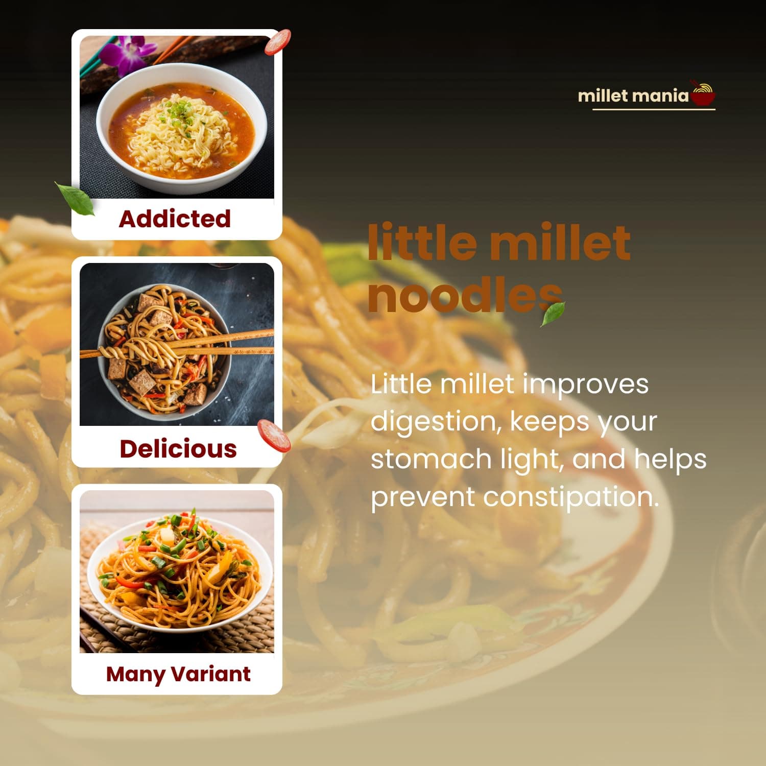 Millet Mania Little Millet Noodles | Healthy & Nutritious Noodles | No Maida, Non-Fried | 100% Vegan | Easy to Digest | Indian Origin (pack of 1) — image 4