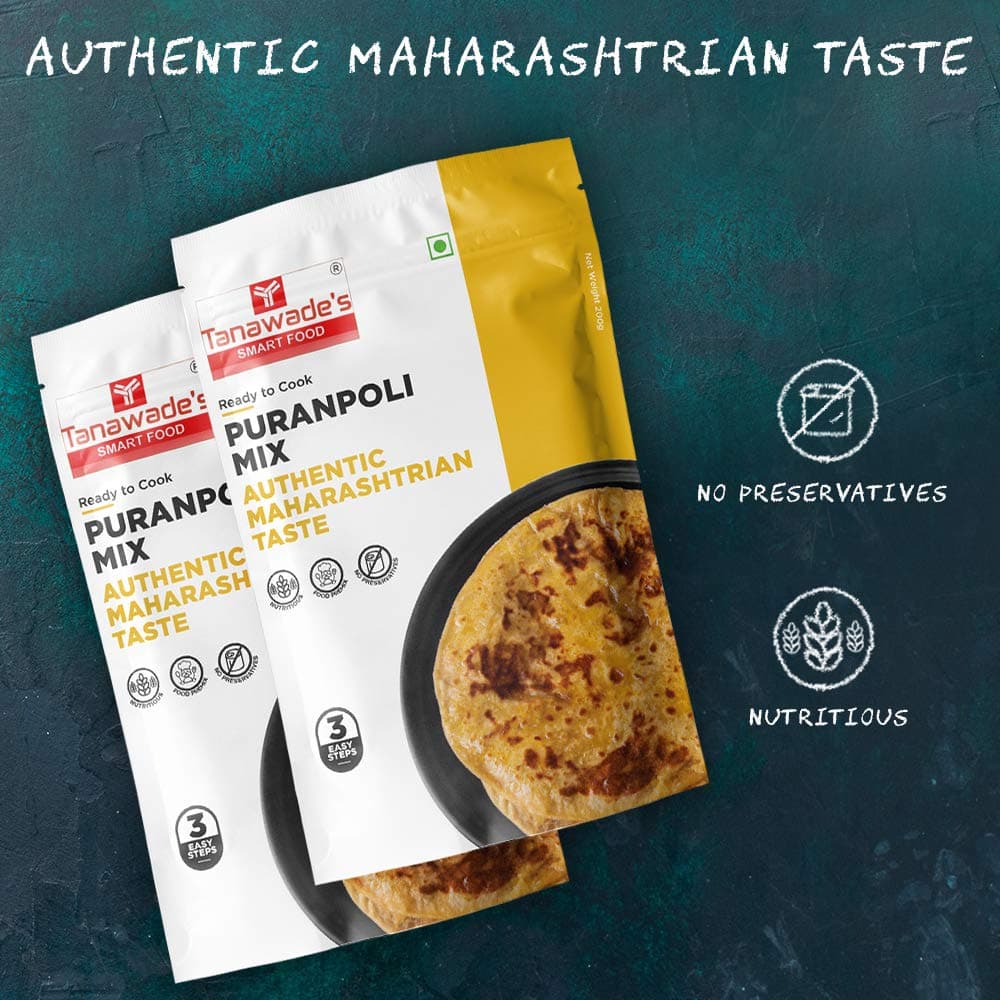 Tanawade’s Smart Food Instant Puranpoli Mix (Pack of 2) – No Preservatives • Ready‑to‑Cook Authentic Sweet Flatbread • Hand‑Picked Flavours • Homestyle Taste — image 6