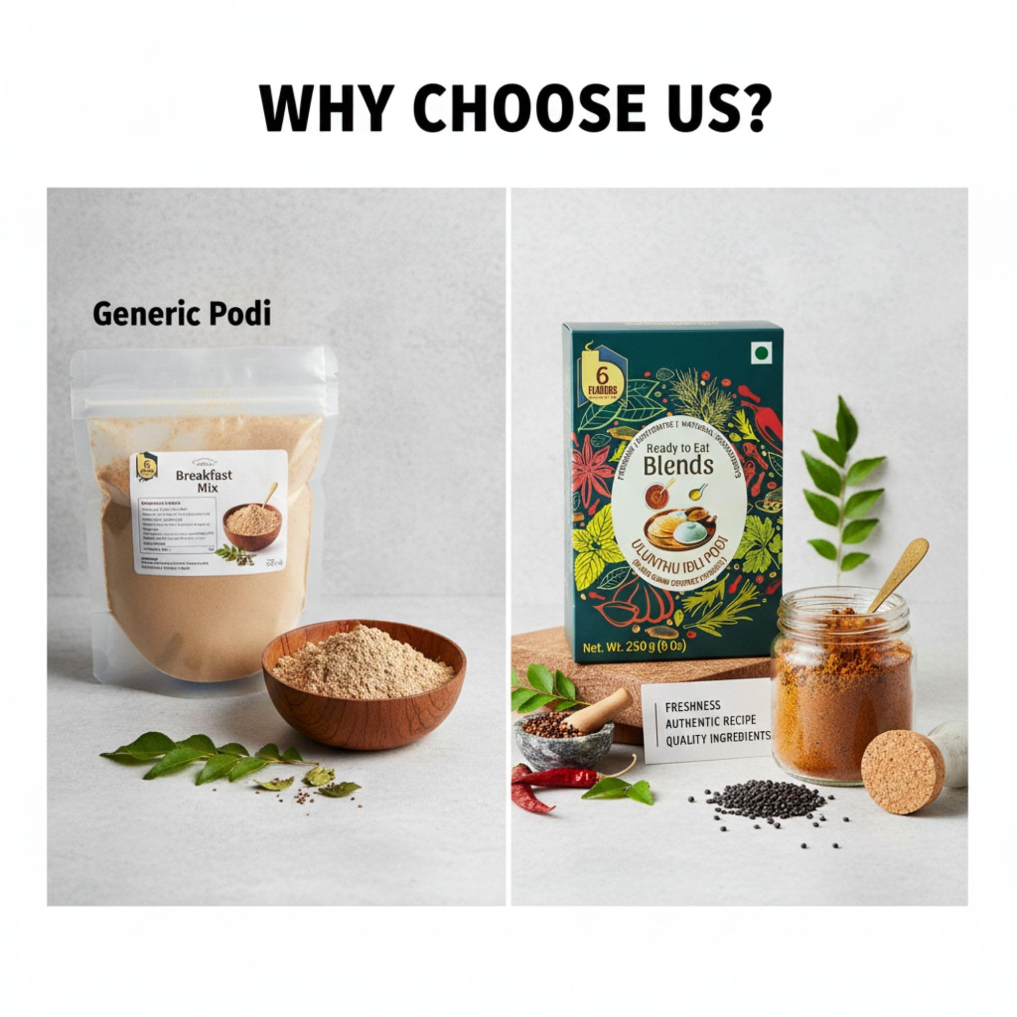 6Flavors Ullundhu Podi Powder 250g | Black Gram Podi Powder | South Indian Chutney Powder for Idli, Dosa & Rice | Protein Rich Traditional Podi Masala | No Onion No Garlic No Preservatives — image 6
