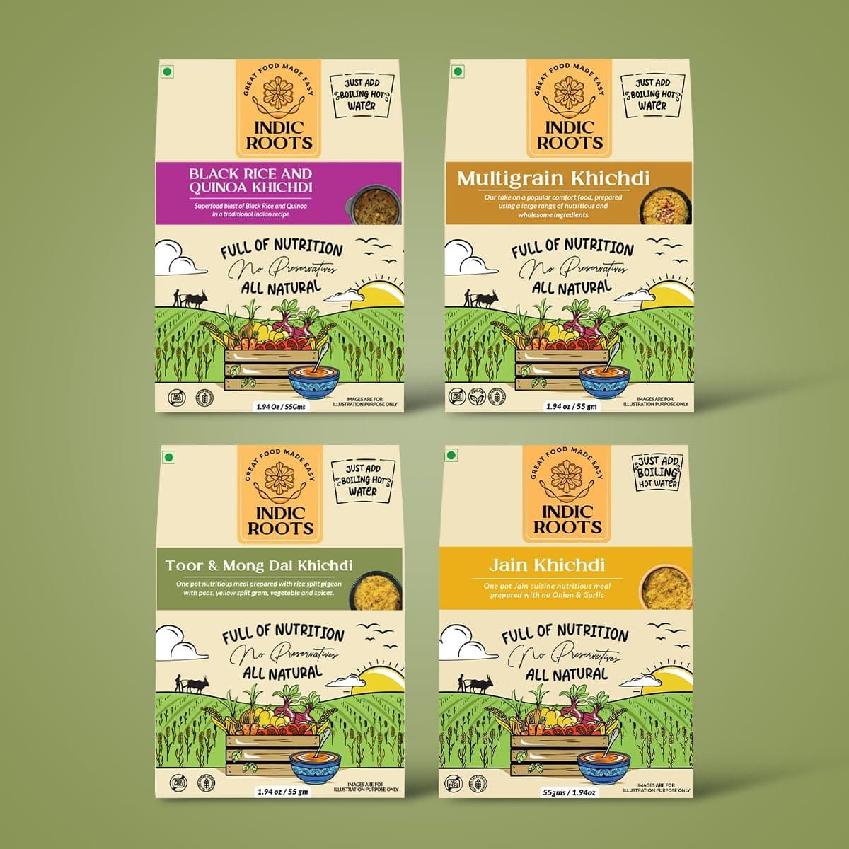Indic Roots Toor Dal & Moong Dal Khichdi |Instant Food | Healthy | Ready to Eat Full Meal | Gluten Free | No Preservatives, All Natural, Packed Food with no Onion Garlic (Pack of 4) — image 7