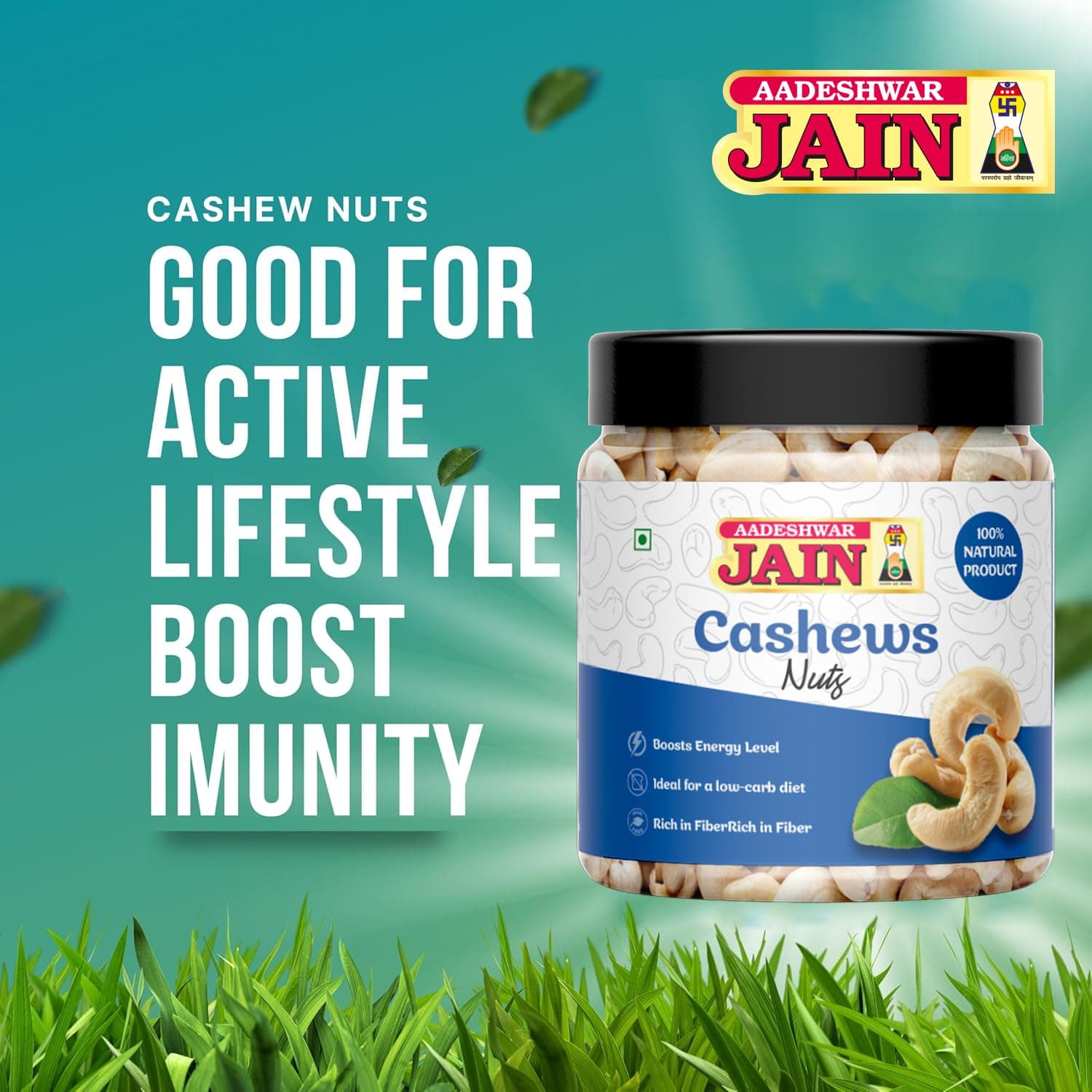Aadeshwar Jain Cashews | Whole Cashew Nuts | Premium Kaju | Dry Fruits rich in Protein | Rich in Fibre | Healthy Snacks | 100% Natural Dry Fruit (250g) — image 4