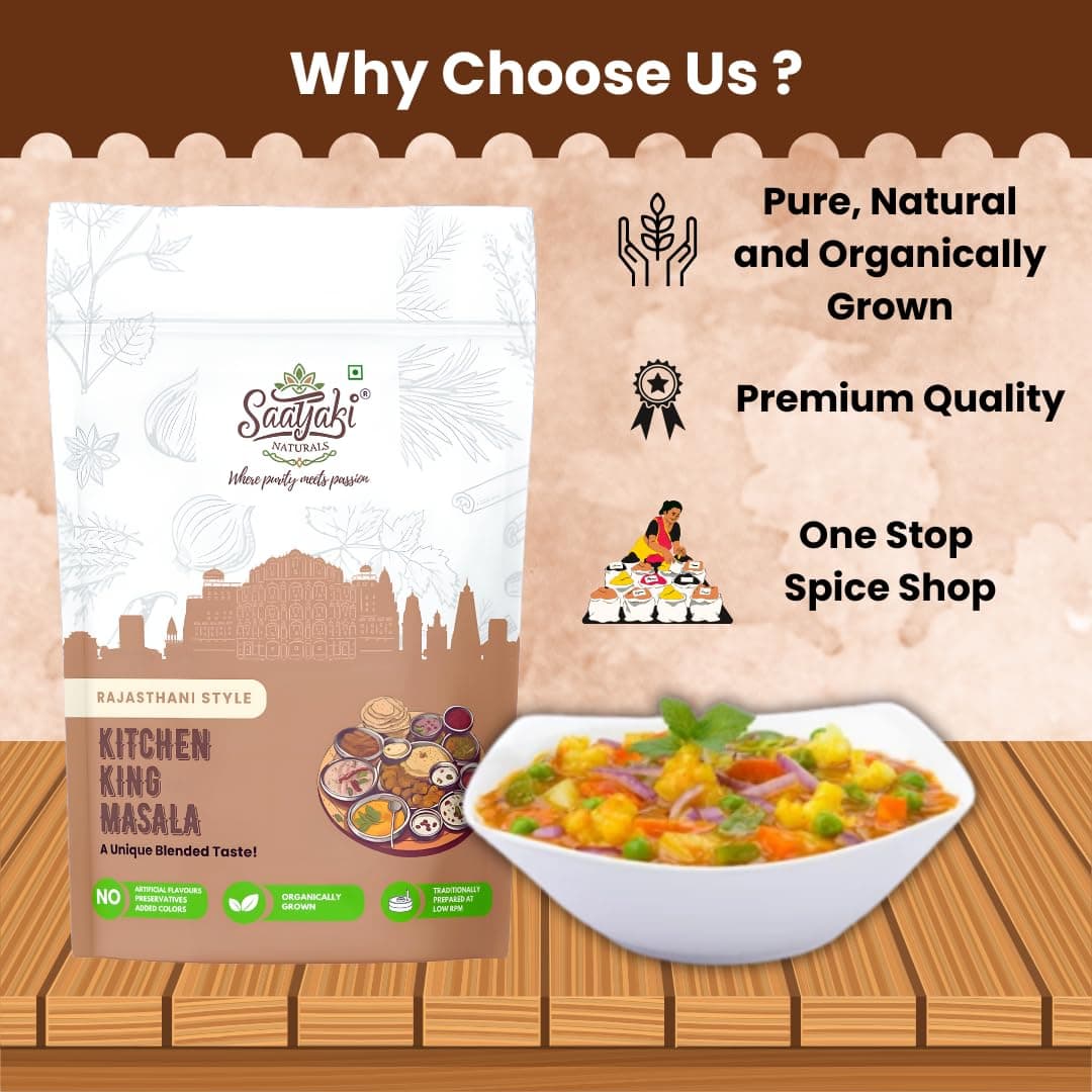 Saatyaki Naturals Kitchen King Masala - 100gm| Authentic Indian Spice Blend for Curries, Sabji and Daily Cooking|Homemade Style, Freshly Grounded Aromatic Masala with No Preservatives — image 3
