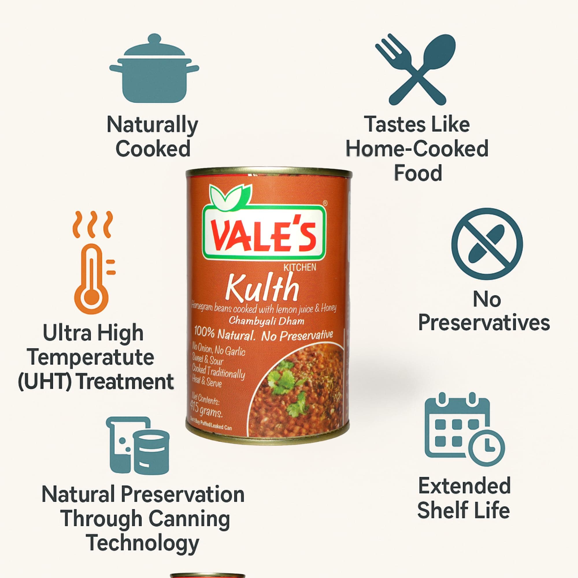 VALE'S Kulth 415g | Authentic Chambyali Dham Horsegram Curry | 100% Natural • No Onion No Garlic • Sweet & Sour • Traditionally Cooked • Ready to Eat – Heat & Serve — image 4