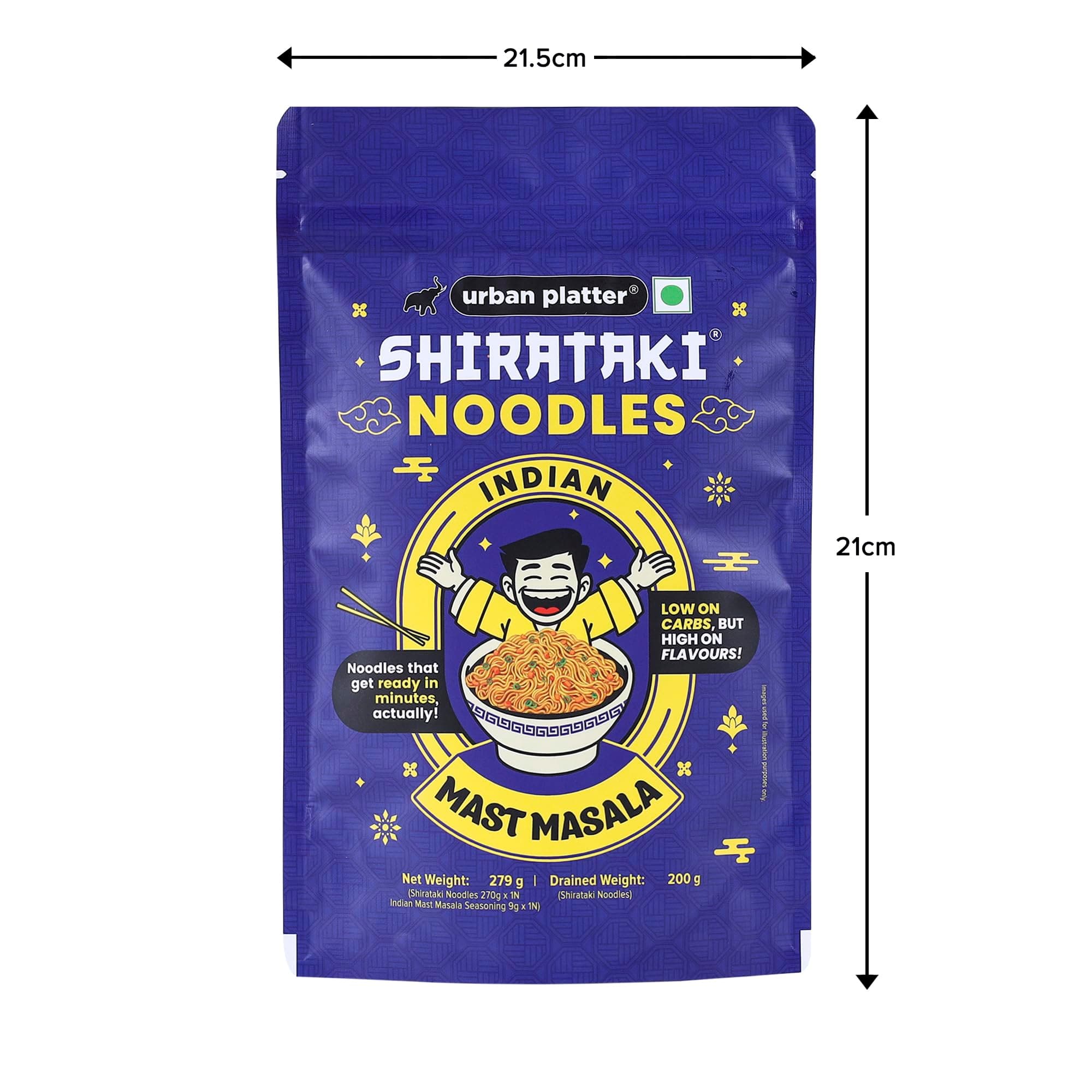 Urban Platter Indian Mast Masala Shirataki Noodles, 279g (Konjac Noodle | Keto-friendly, Low-Carb, Fat-free | Zesty Indian Masala | Ready in Minutes) — image 6