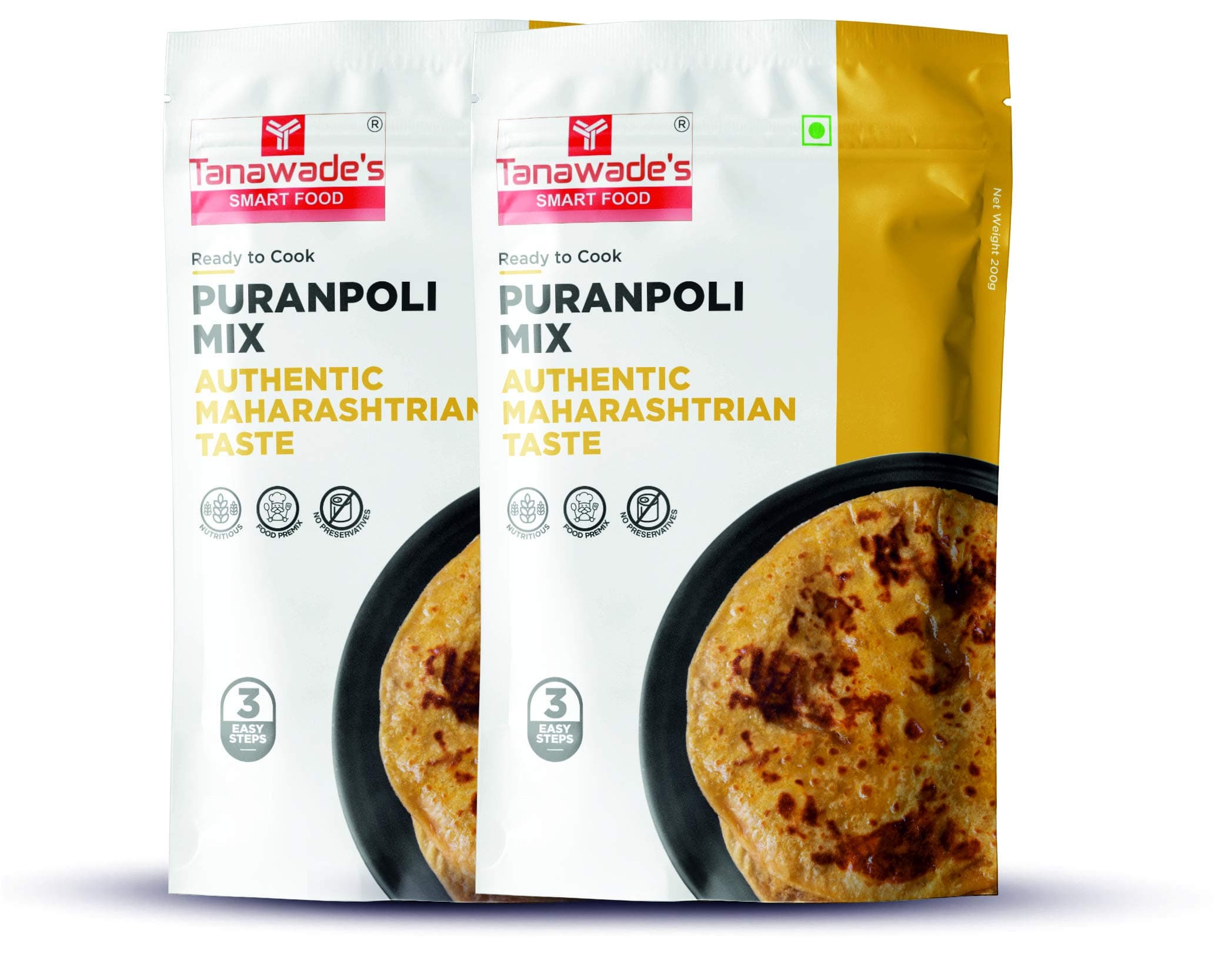 Tanawade’s Smart Food Instant Puranpoli Mix (Pack of 2) – No Preservatives • Ready‑to‑Cook Authentic Sweet Flatbread • Hand‑Picked Flavours • Homestyle Taste — image 2