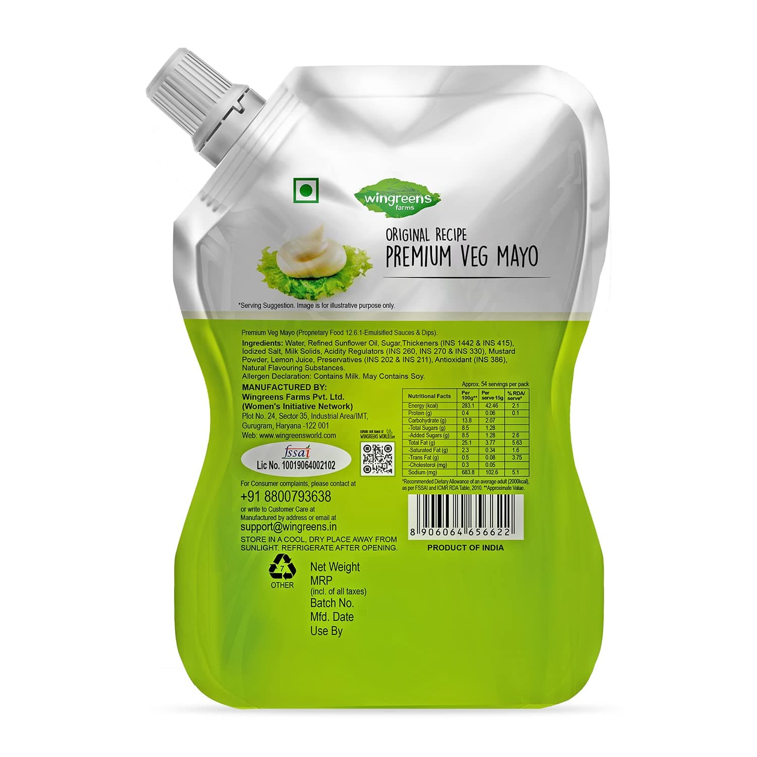 Wingreens Farms Premium Veg Mayo, 800g — image 2
