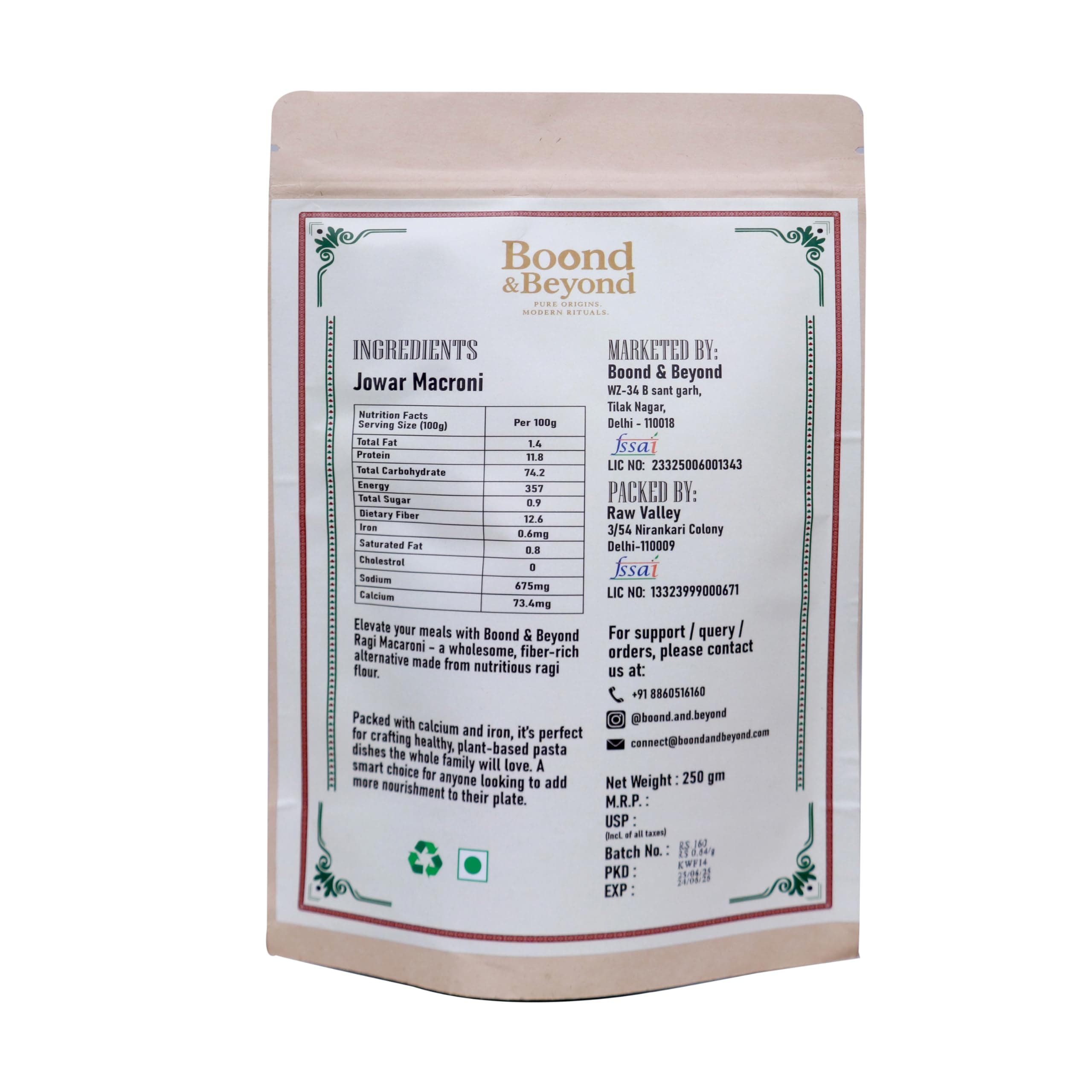 Boond & Beyond Jowar Macaroni | No Maida, Gluten Free Millet Pasta | High Fiber & Protein | Healthy Pasta for Kids & Weight Loss | Light Meal Option — image 2