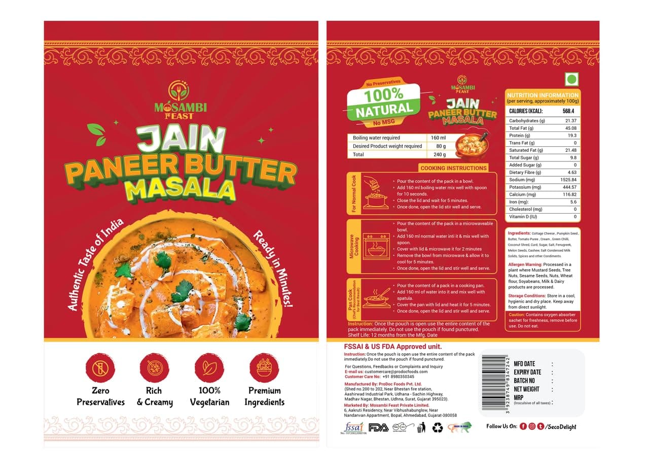 MOSAMBI FEAST Ready to Eat Paneer Butter Masala | Rich & Creamy Taste | Zero Preservatives | Instant Indian Curry with Premium Ingredients | No Onion No Garlic Option | Travel & Tiffin Friendly — image 4