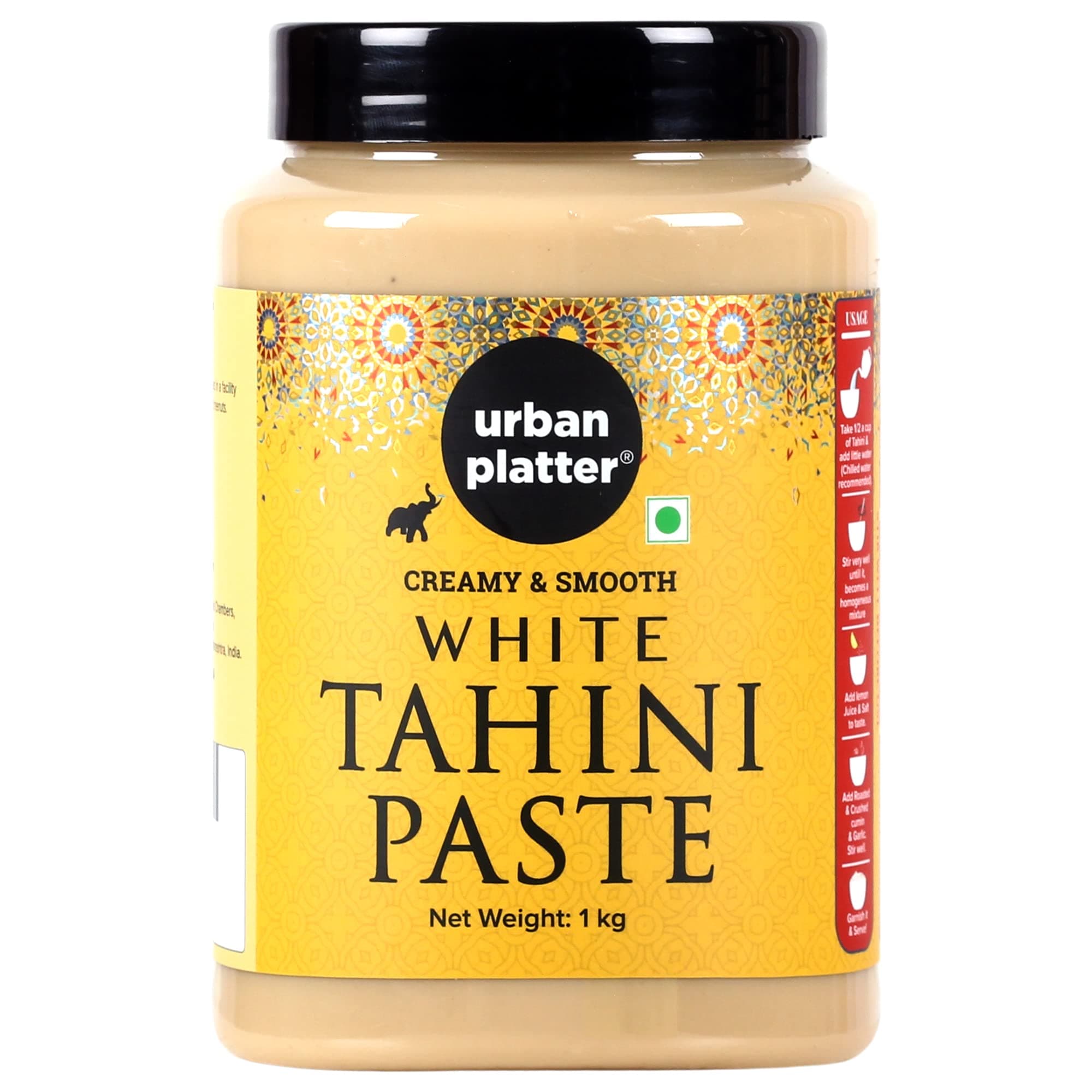 Urban Platter Tahini Paste, 1kg (Smooth & Creamy White Sesame Paste, No Additives, Ideal for Hummus, Shawarma Sauce, Baba Ghanoush & Salad Dressings)