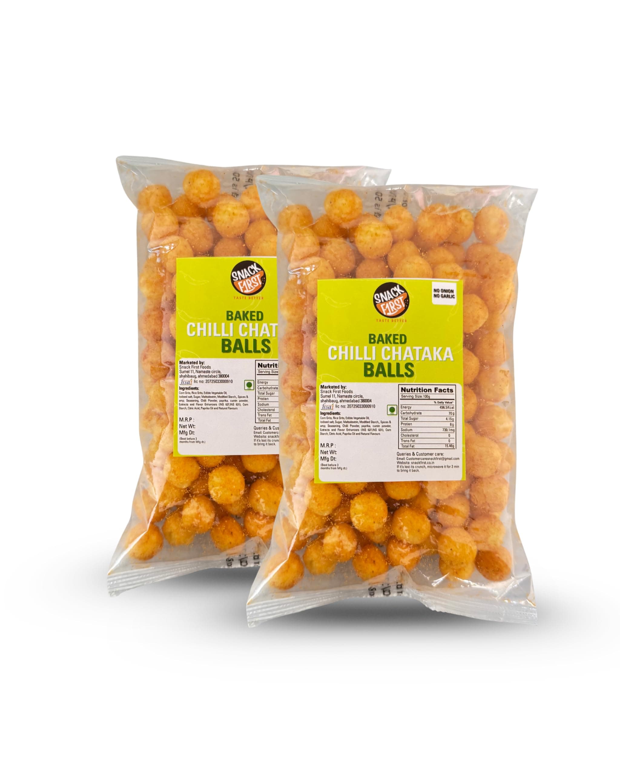 Snack First Chilli Chataka Balls, Corn balls, Combo of 2, No Onion No Garlic, Puffed Snack, Healthy Snack, Namkeen, 160g (80gx2) — image 2