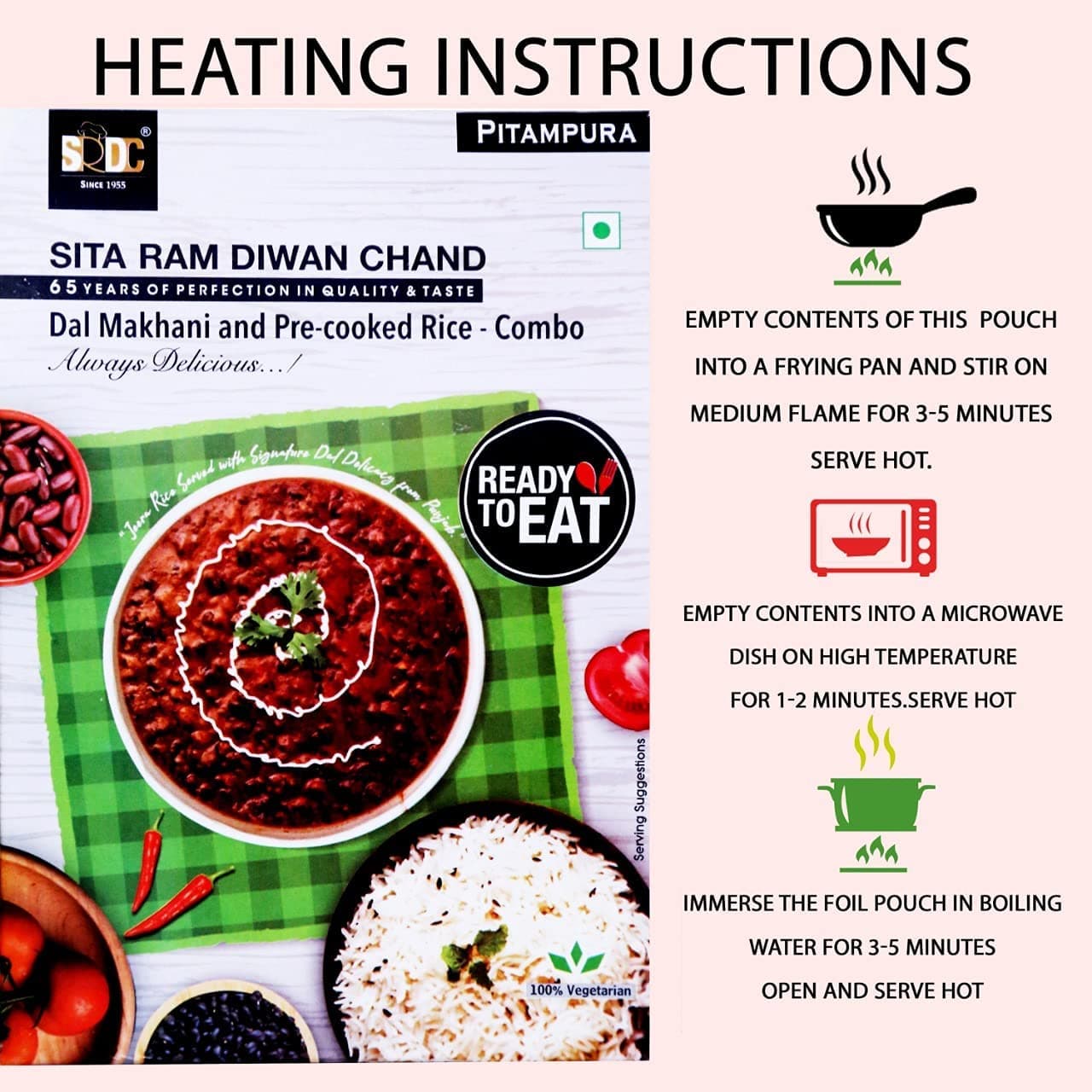 Sita Ram Diwan Chand Ready to Eat Chole Without Onion & Garlic | Dal Makhani cooked rice|Dal Makhani 300 Gram Each| No Preservatives|No Artificial Flavors |Natural Ingredients | Tasty Snacks Pack of 3 — image 2