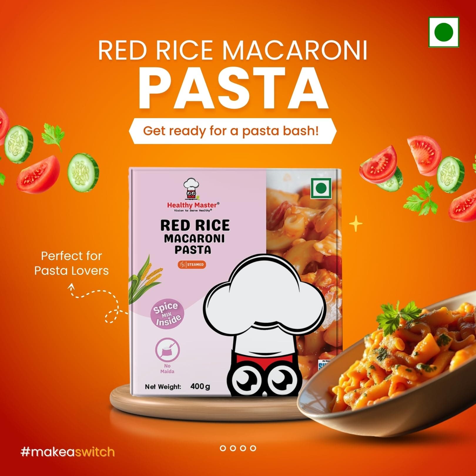 Healthy Master Millet Pasta 400g | Red Rice Macaroni | No Maida | High Protein & Fiber | Vegan & Gluten-Free | Made with Red Rice & Whole Wheat | Healthy Pasta for Kids & Adults — image 9