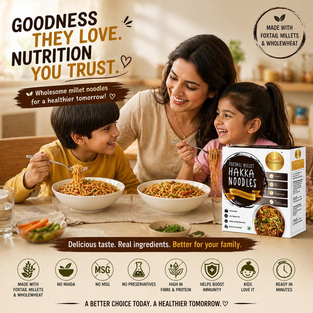 Indulgence Foxtail Millet Hakka Noodles 400g (Pack of 2) | Healthy Alternative | No Maida | Rich in Antioxidants | Tasty & Versatile | Instant Food | Ready to Cook | Serves 2 — image 6
