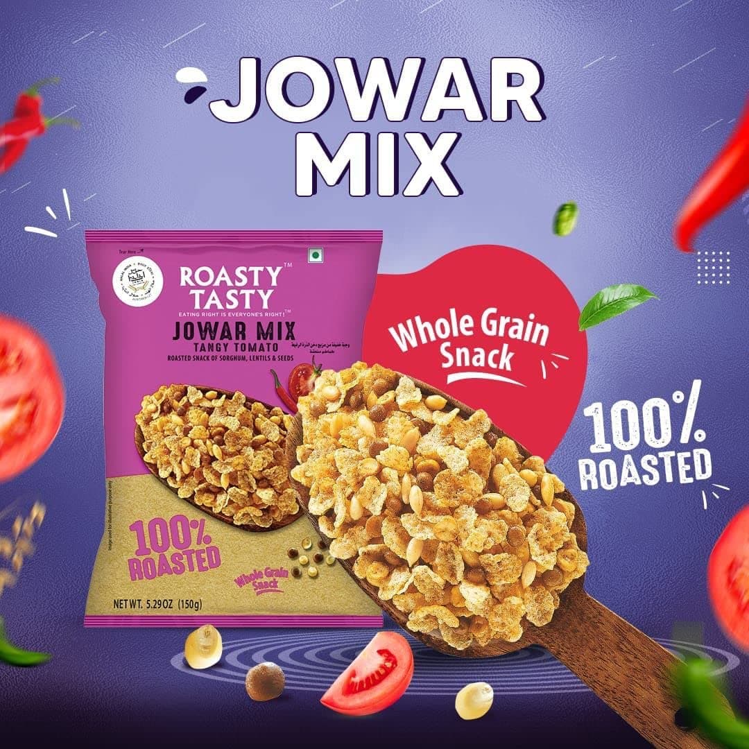 Roasty Tasty Jowar Mix Tangy Tomato 200G (Pack of 2)|Healthy Snack|Crunchy Millet Snack Made With Jowar Flakes & Seeds Mix|Low Calorie Snacks|Roasted Namkeen|No Transfat Diet Mixture In Tangy Tomato Flavour — image 3