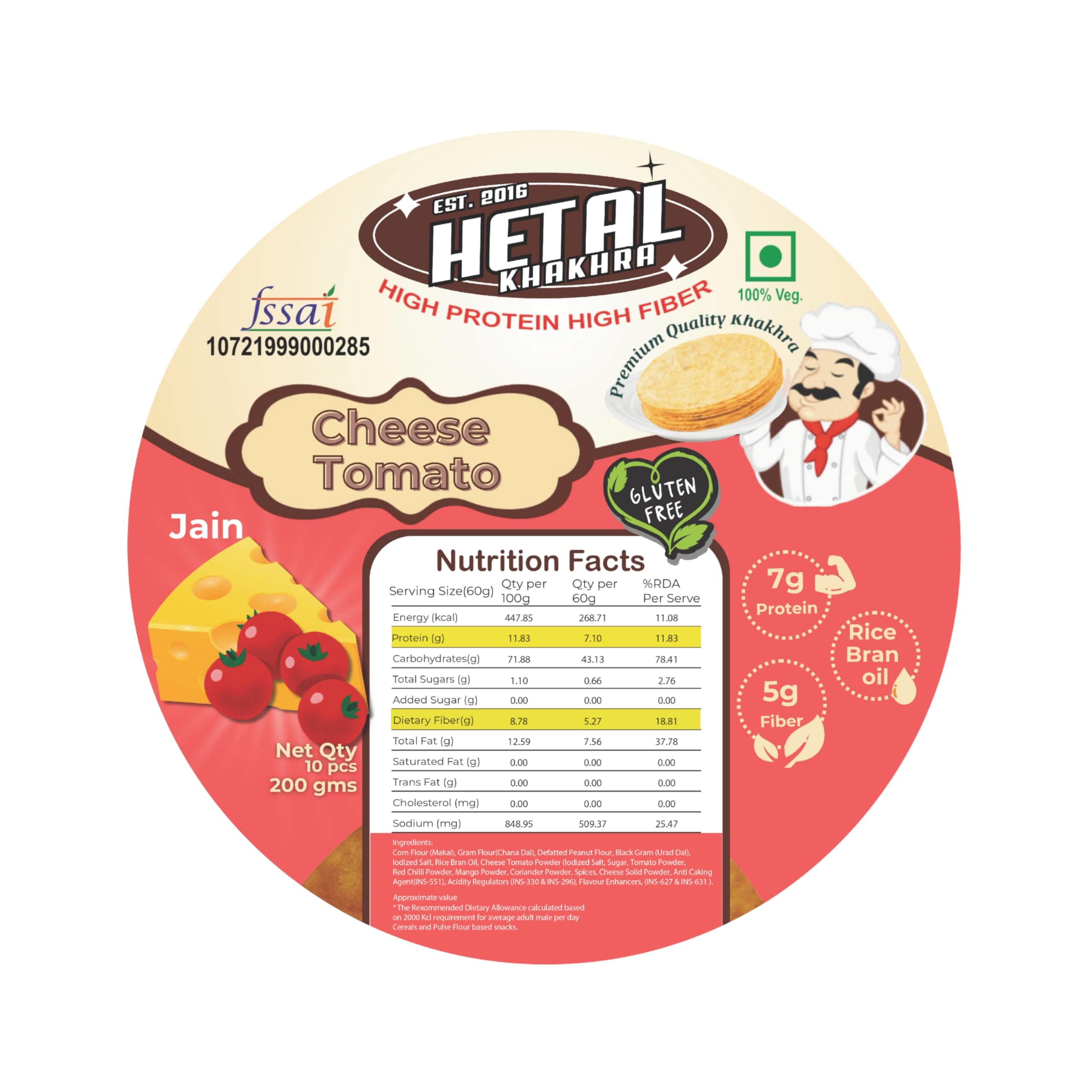 Hetal Khakhra Cheese-Tomato Flavoured, High Protein Jain Snacks, Gluten-Free, 200g — image 8