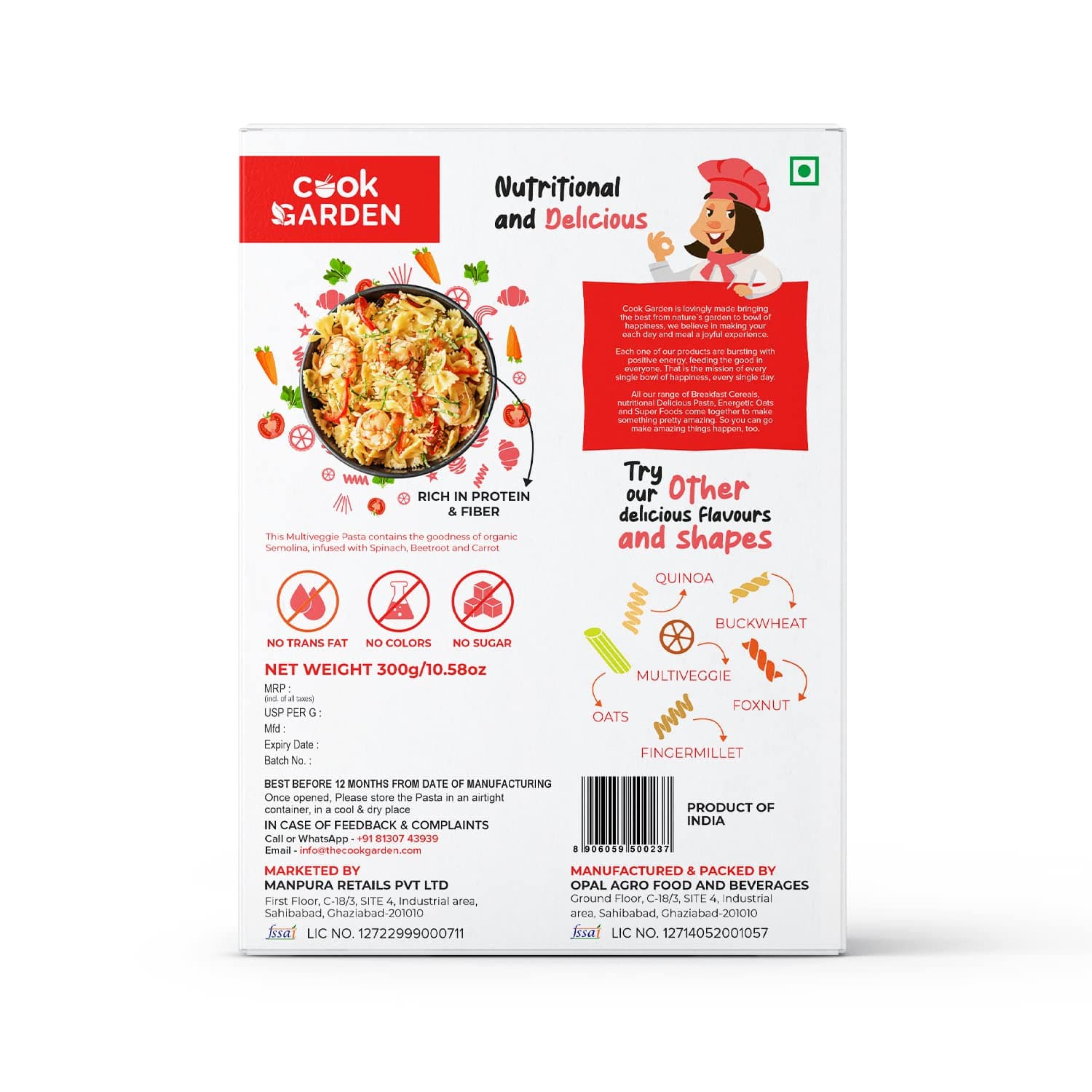 CookGarden Multiveggie & Multi Grain Pasta 300g | Healthy Pasta | Pack Of 2 — image 4