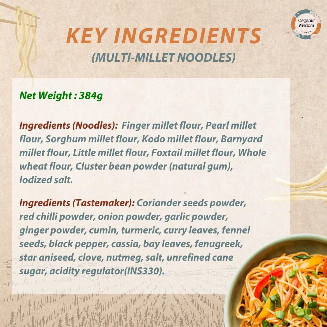 Organic Wisdom-Back to Roots Multi Millet Vegan Noodles | 384 Gm(Contains 2 Packs)| Made With 8 Super Grains | Not Fried - Sun Dried | Junk Free | No Maida, Msg or Refined Oil — image 7