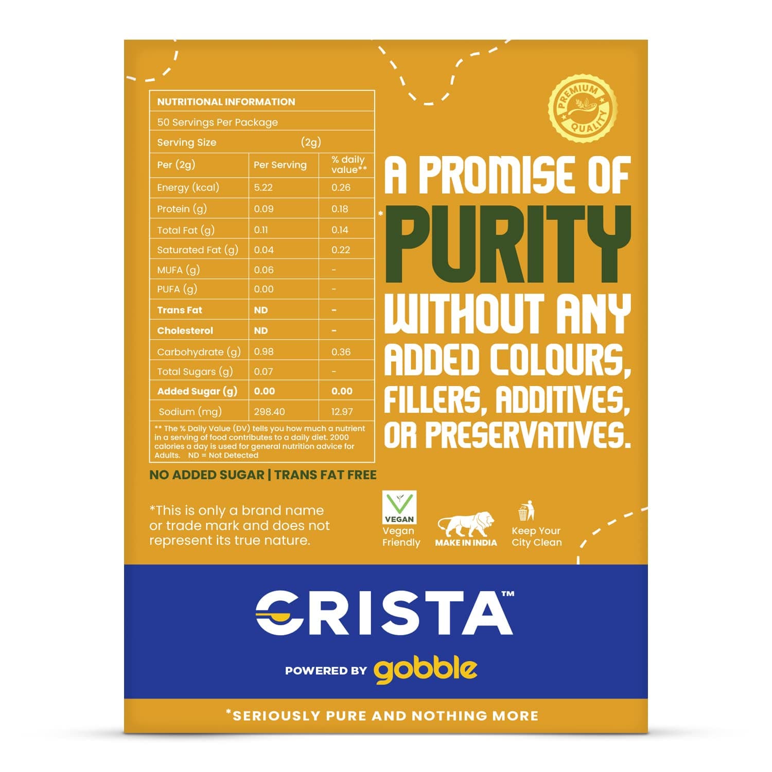 CRISTA 100 gms Chatpata Chaat Masala | Chat Masala | Chat Masala Powder | Vegan | No Onion | No Garlic | No Added Sugar | Trans Fat Free | Zero added Colours & Preservatives — image 2