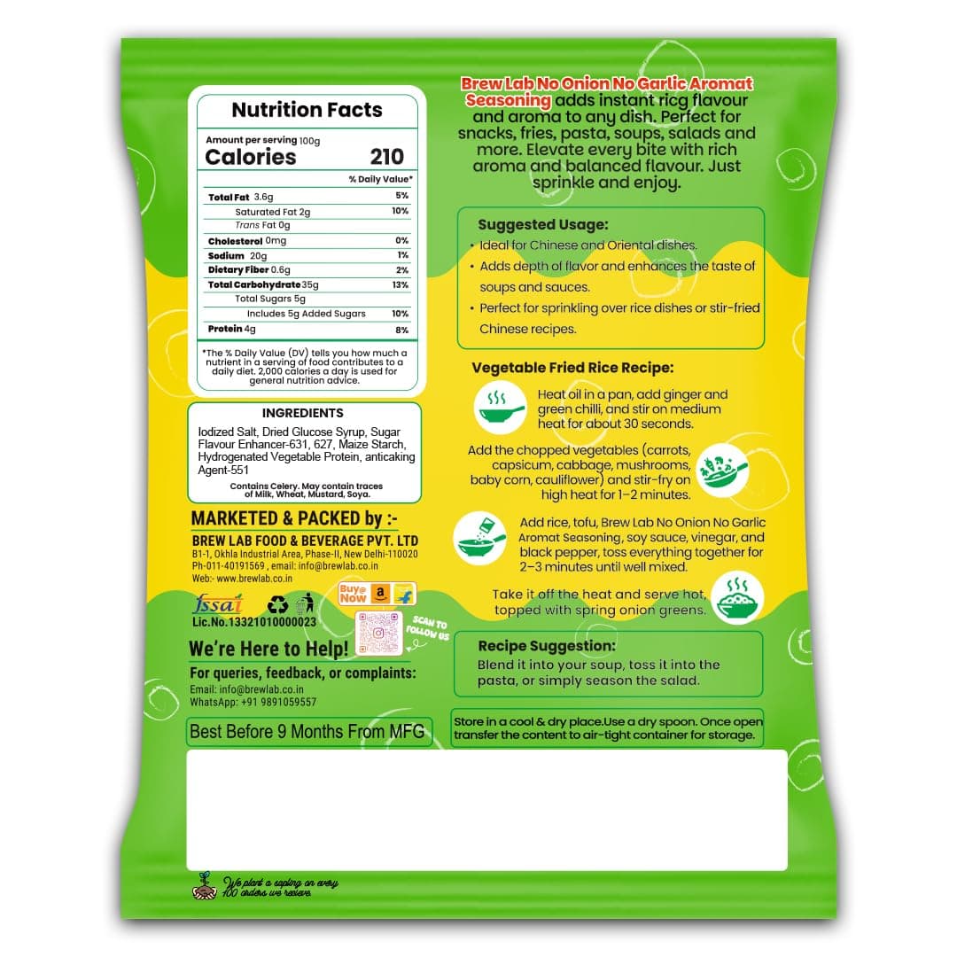 Brew Lab No Onion No Garlic Aromat Seasoning | All-Purpose Seasoning | Perfect Jain Seasoning for Chinese, Indian & Continental Dishes | 1kg — image 2