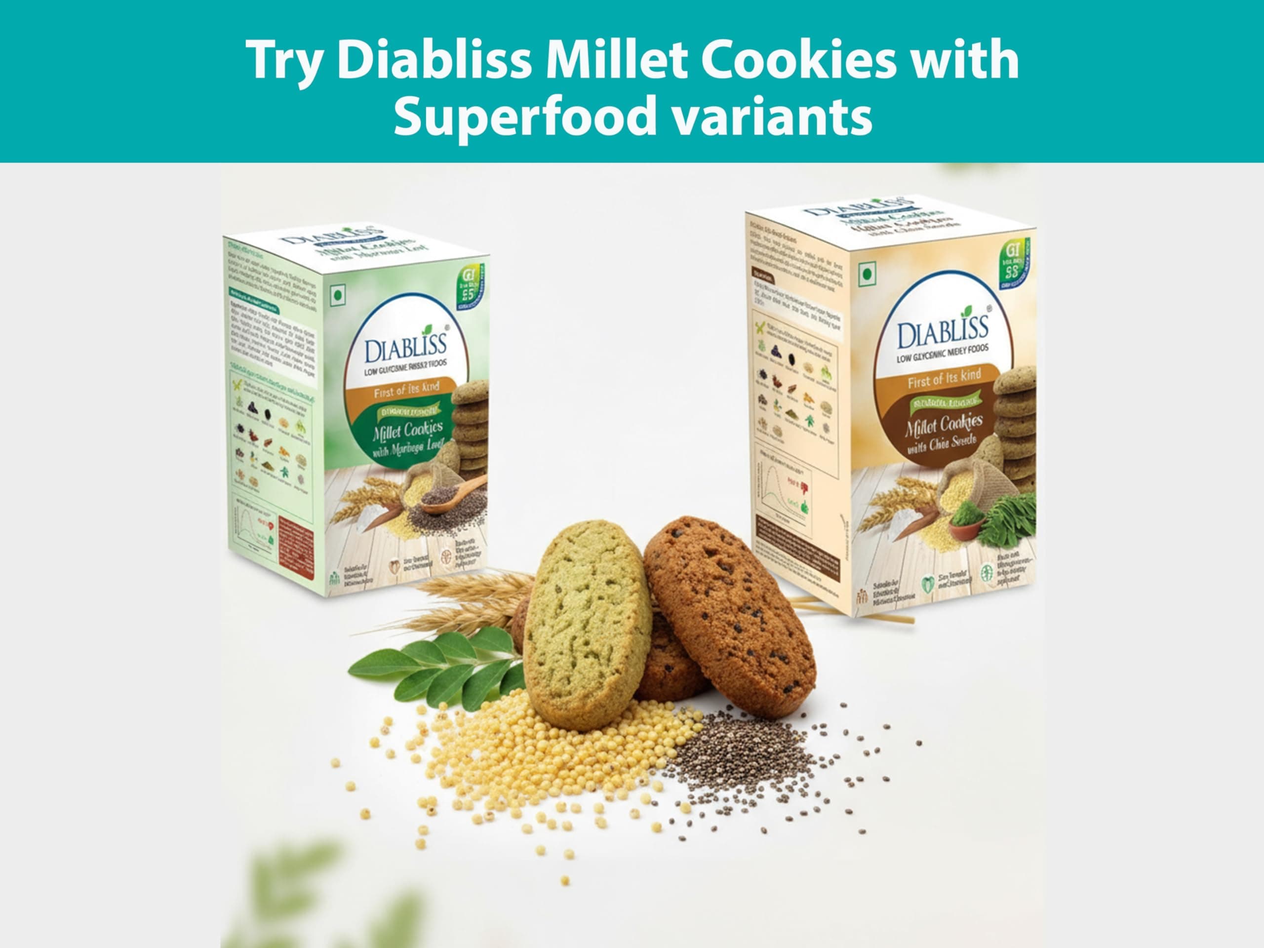 Diabliss Millet Cookies – Made with Millets & Whole Wheat, No Maida | Low GI Sugar & 17 Herbs & Spices | Glucose Friendly Crunchy Snack | Trusted by Consumers in 3 Continents | 120g - Pack of 5 — image 8