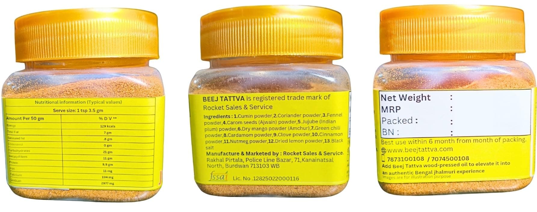 Beej Tattva Kolkata Jhal Muri Masala |No Onion| No Garlic|JarPacking | 50 Grams | For Healthy Cooking | All Seasonings Spices | Pure & Hygiene | Spice Mix | Authentic Taste | Premium Masala — image 9