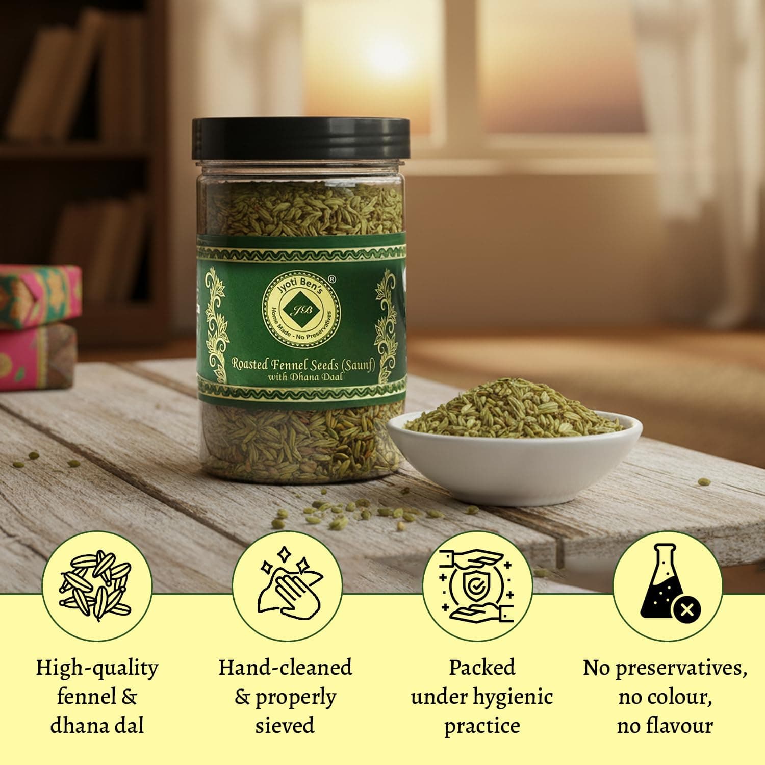 Jyoti Ben's Mukhwas - Roasted Fennel Seeds (Saunf) With Dhana Daal, 1 Count - 200 Gm — image 3