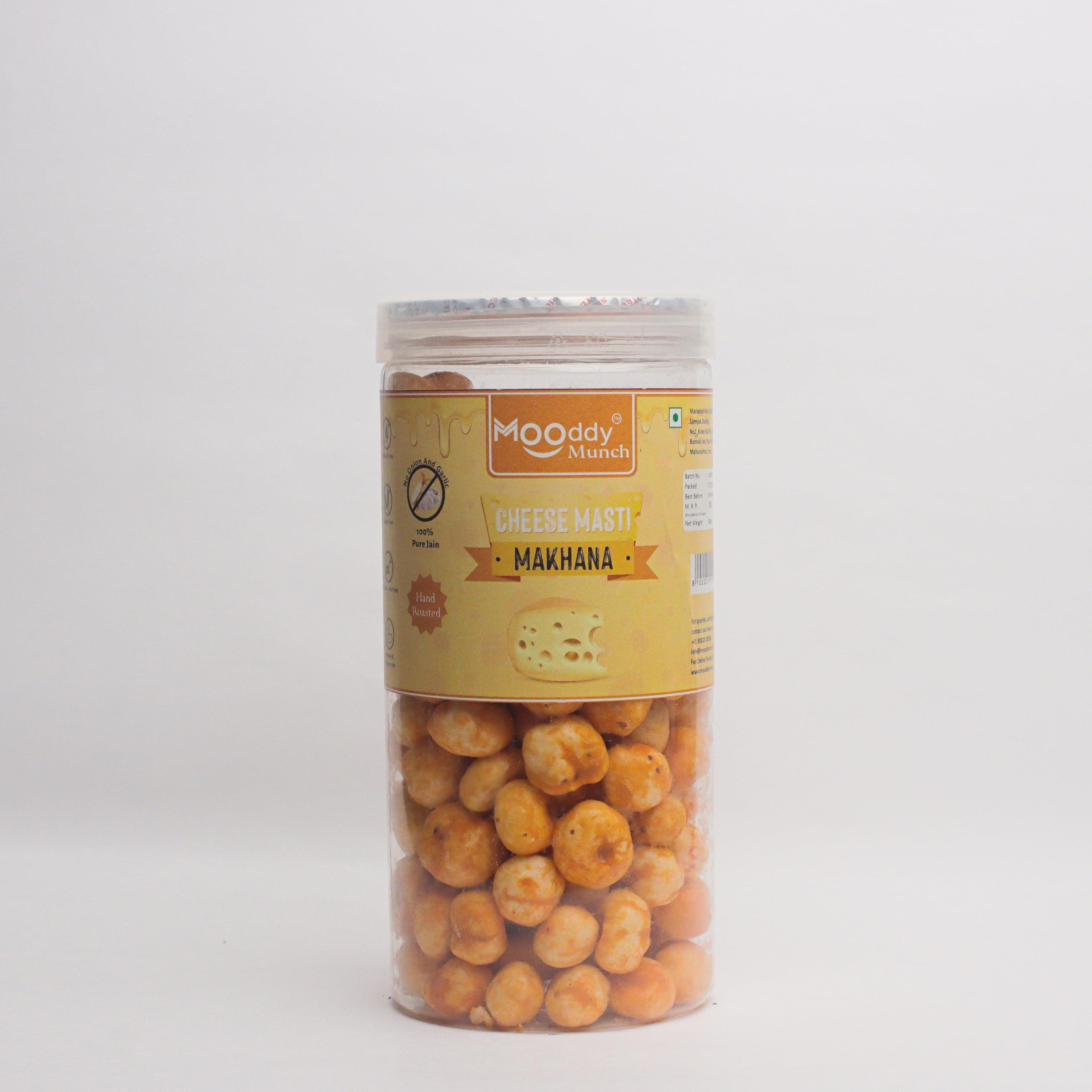 MOODDY MUNCH Cheese Masti Roasted Makhana Fox Nuts Lotus Seeds | Jain Flavour No Onion No Garlic| Healthy Snacks | MSG Free | Zero Trans Fat | Zero cholesterol| (Pack of 3, Total 210 gm) — image 2
