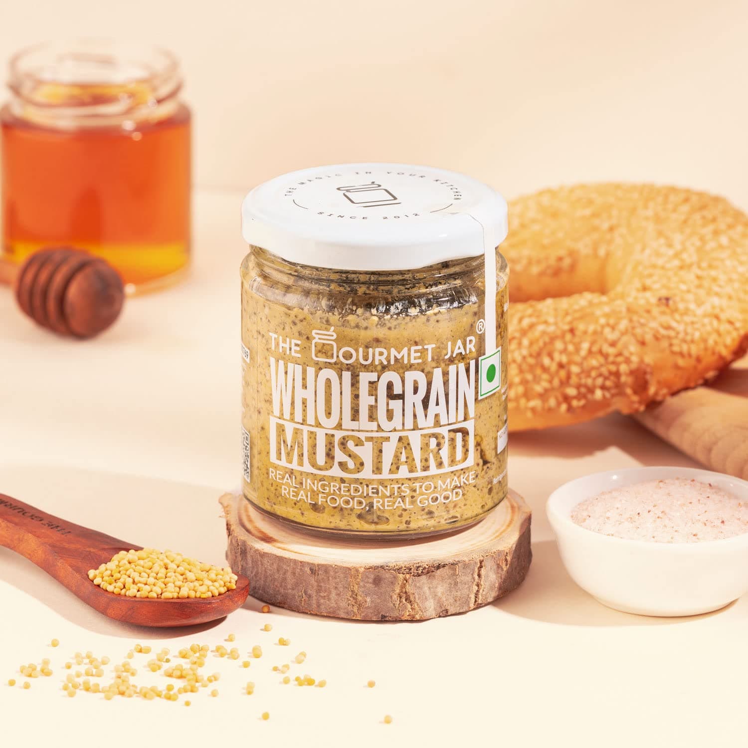 The Gourmet Jar Wholegrain Mustard| 170g| 100% Natural, No Preservatives, No Artificial Colors, No Artificial Flavouring agent| No Refined Sugar| Keto-Friendly| No Trans-fat| Traditional French style| Made with Red wine and Apple Cider Vinegar| Perfect condiment for your sandwiches, hotdogs and burgers| Pack of 1 — image 3