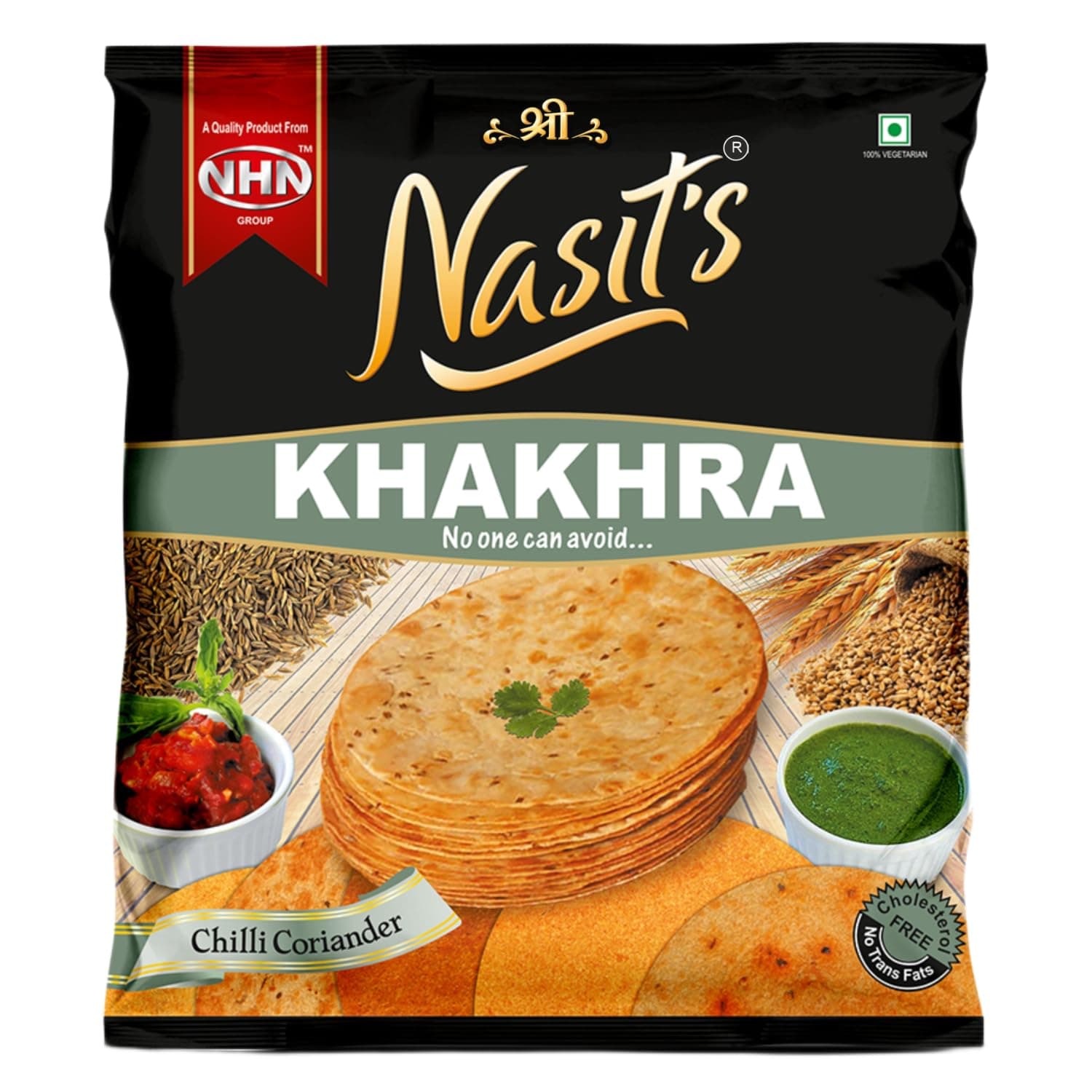 Nasit's Khakhra, Crispy Roasted Gujarati Snack, Multiple Flavors, Tea-Time Ready to Eat, 200g (Chilli Coriander)