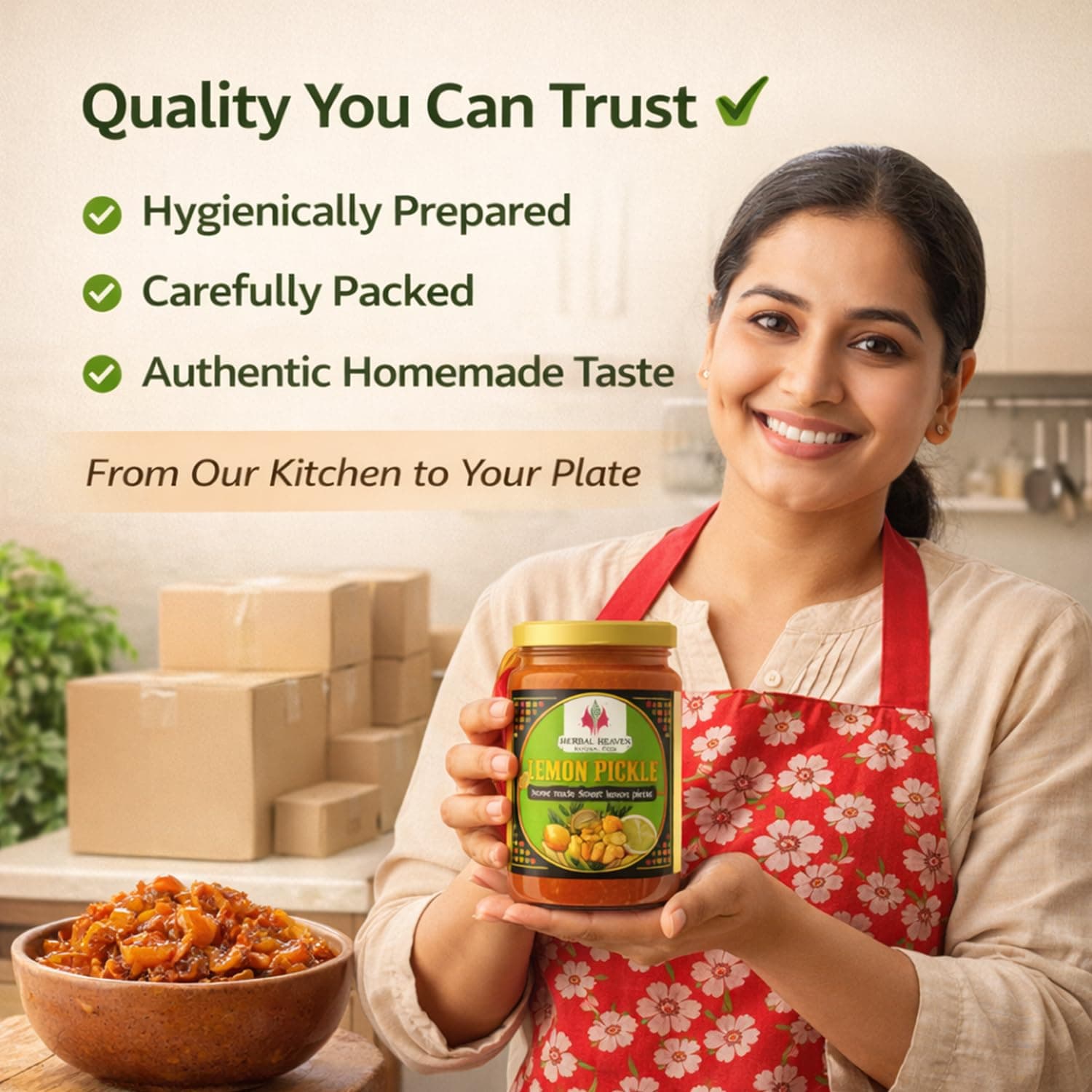 Herbal Heaven NATURAL FOOD Homemade Lemon Pickle 100gm | Sweet & Sour Nimbu Ka Achaar | Authentic Lime Pickle with No Onion No Garlic | Natural Ingredients with No Artificial Preservative — image 6