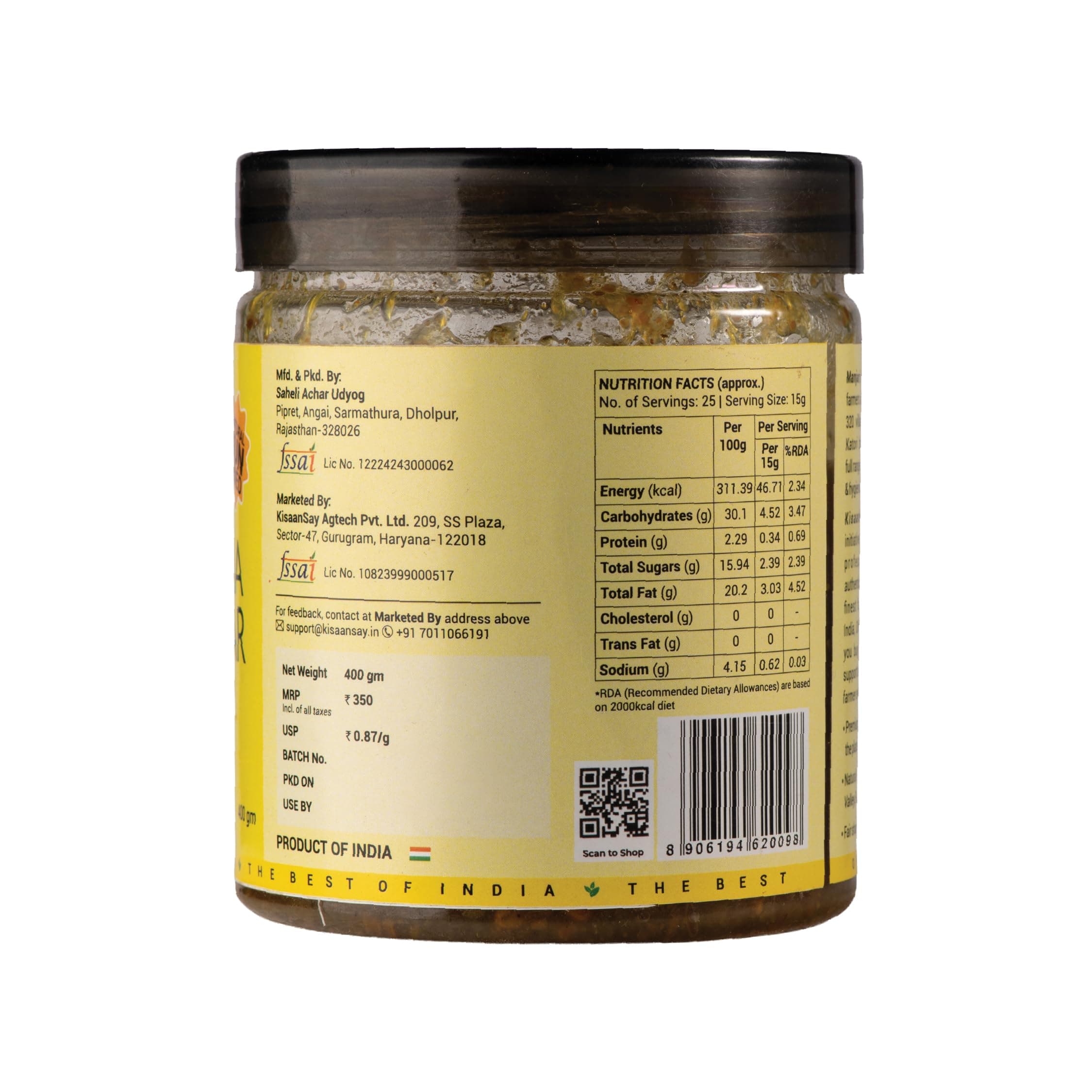 KisaanSay Sweet and Sour Lemon Pickle| Khatta Meetha nimbu Achar | Neembu achaar | 400 GM | Traditional Sweet and sour | No Preservatives, No Vinegar | No Mustard Oil | Sun-Dried | Homemade Taste | Plastic Jar | No Onion & No Garlic | — image 2