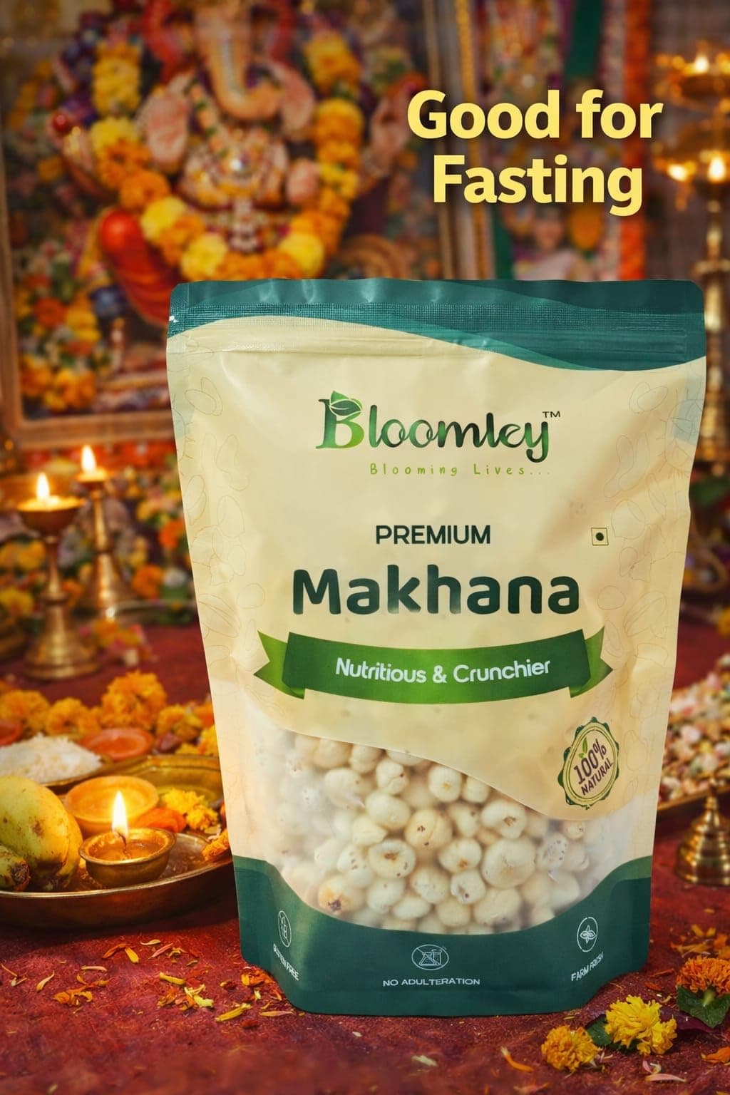 BLOOMLEY Premium Makhana (Fox Nuts), Whole Lotus Seeds, Light Crunchy Texture with Mild Natural Taste, Ready to Eat Snack, 200g — image 4