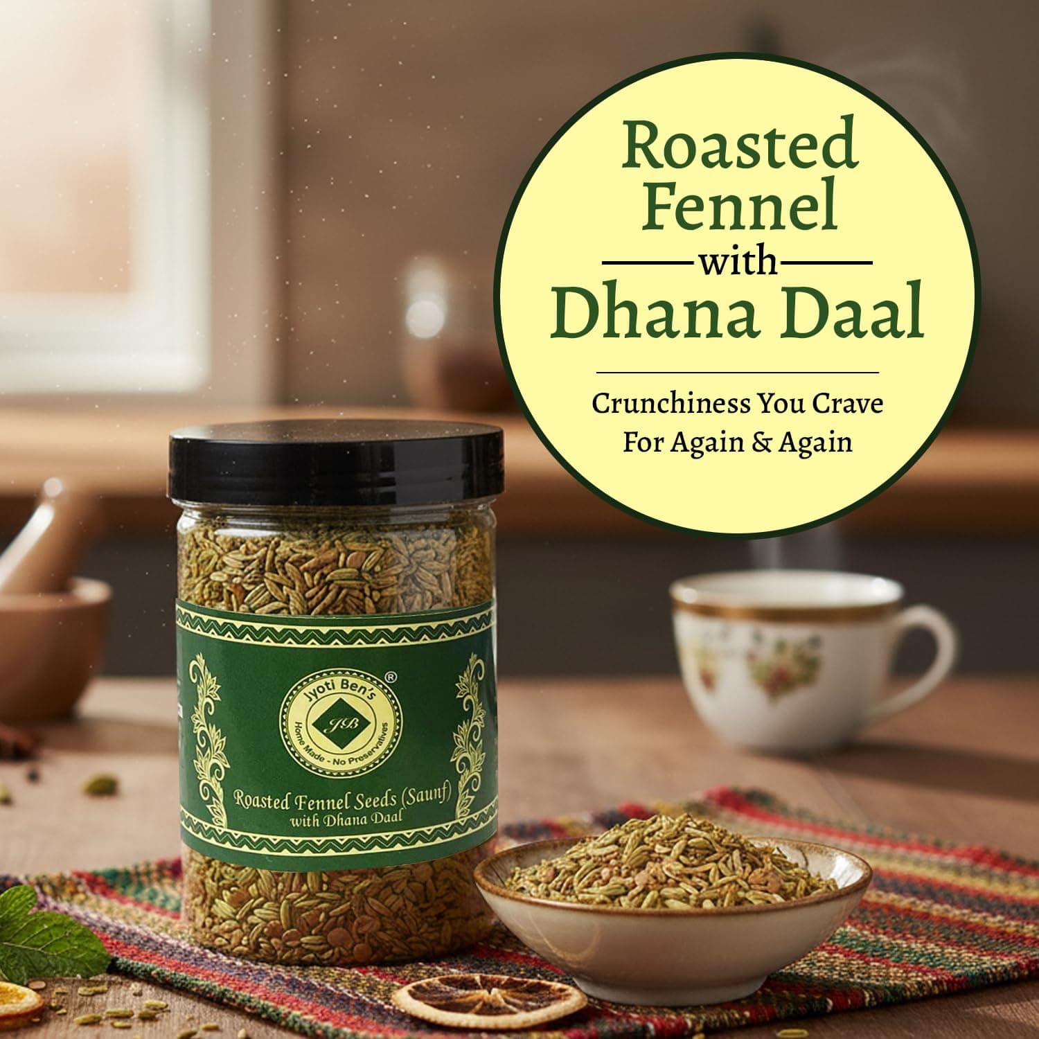 Jyoti Ben's Mukhwas - Roasted Fennel Seeds (Saunf) With Dhana Daal, 1 Count - 200 Gm — image 2