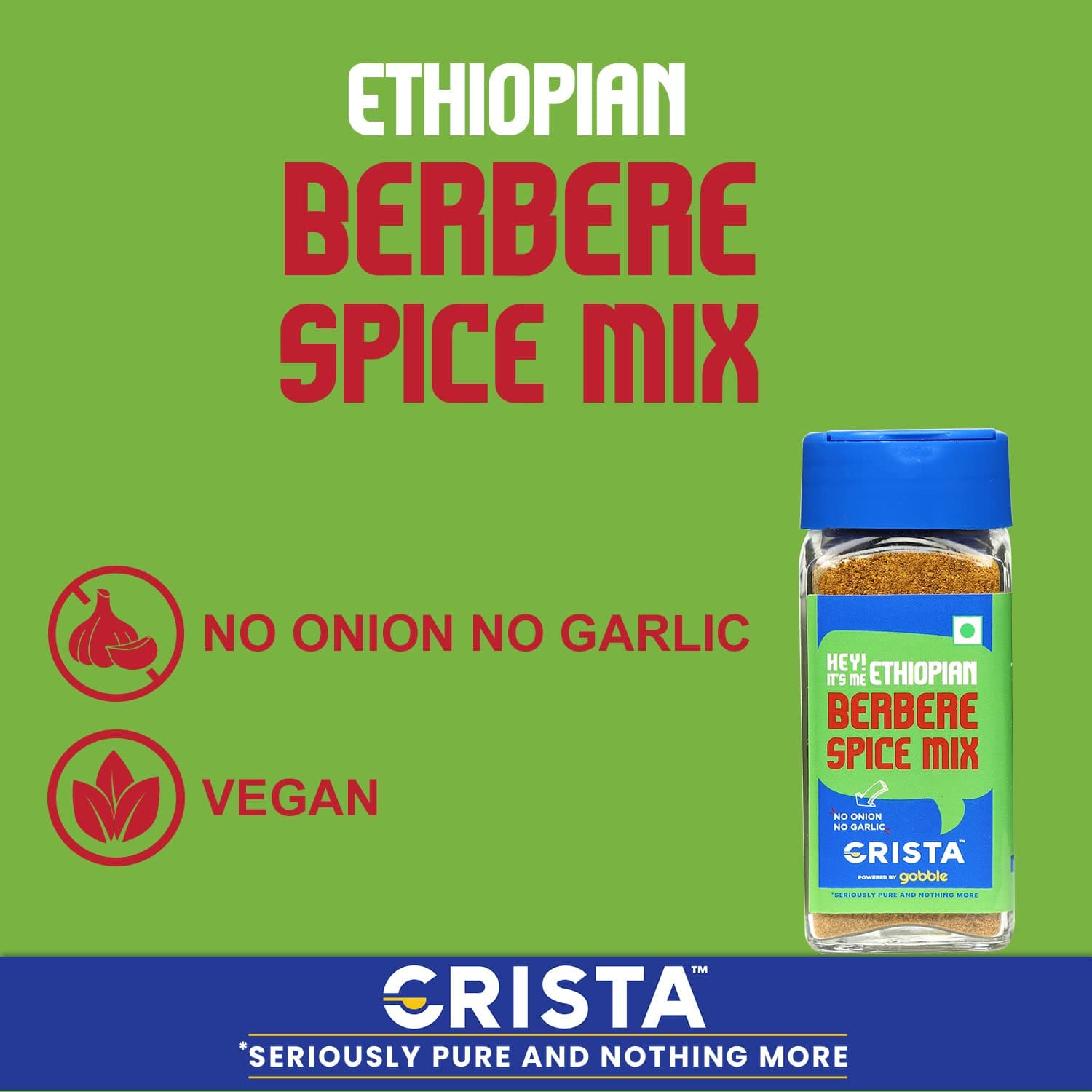 CRISTA Ethiopian Berbere Spice Mix | Vegetable Curry Masala | Vegan | No Onion | No Garlic | Zero added Colours, Fillers, Additives & Preservatives | 50 gms — image 3