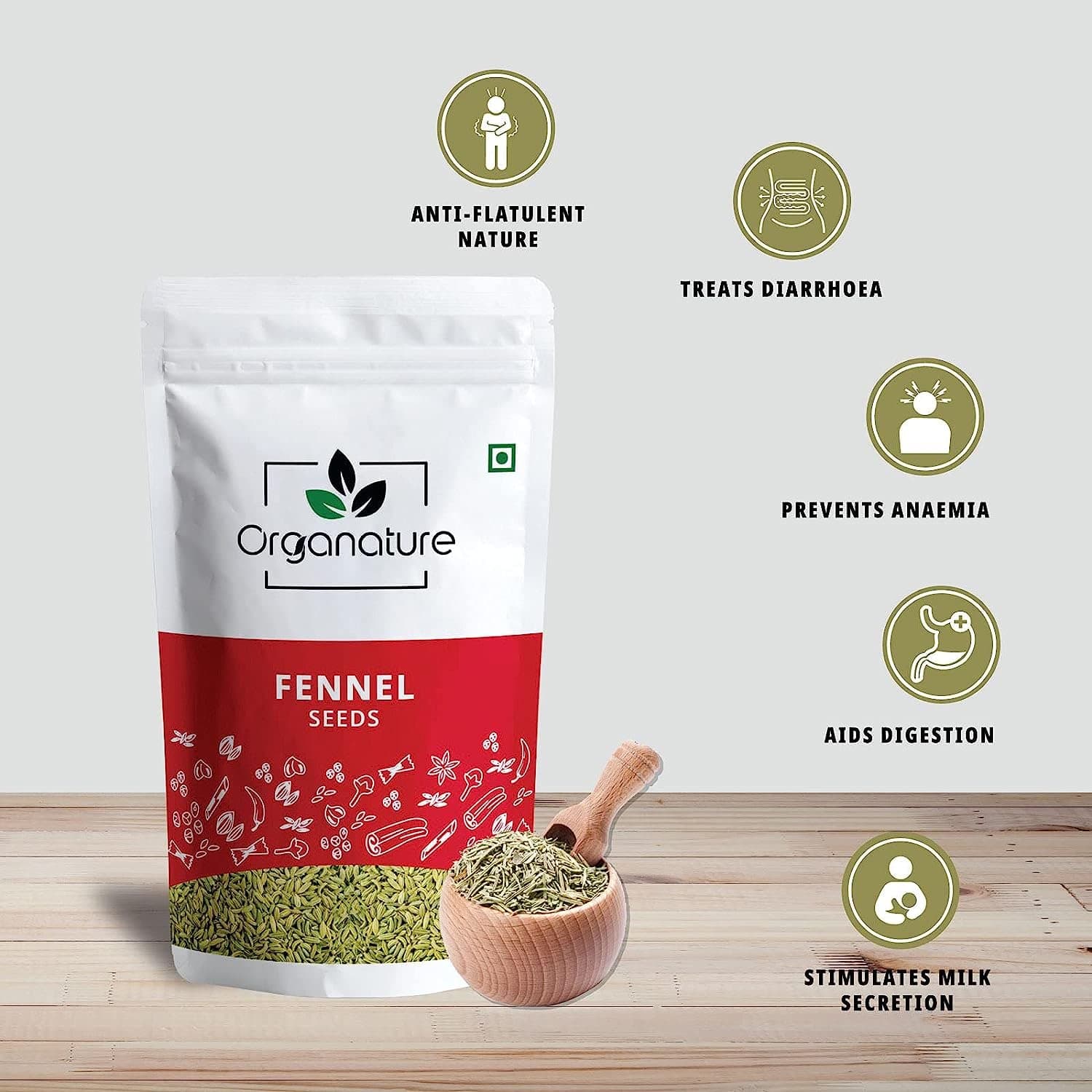 Organature Fresh & Natural Fennel Seeds 350Gram|Saunf|Variyali|Whole Indian Spices With Authentic Taste & Strong Aroma — image 4