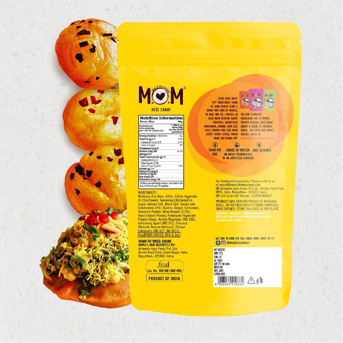 MOM - Meal of the Moment, Roasted Desi Chaat Makhana, 52g / 56g | Gluten Free | Anti Oxidants | MSG Free | Zero Trans Fat | No added Preservatives and No Artificial Flavours | No Onion No Garlic — image 2