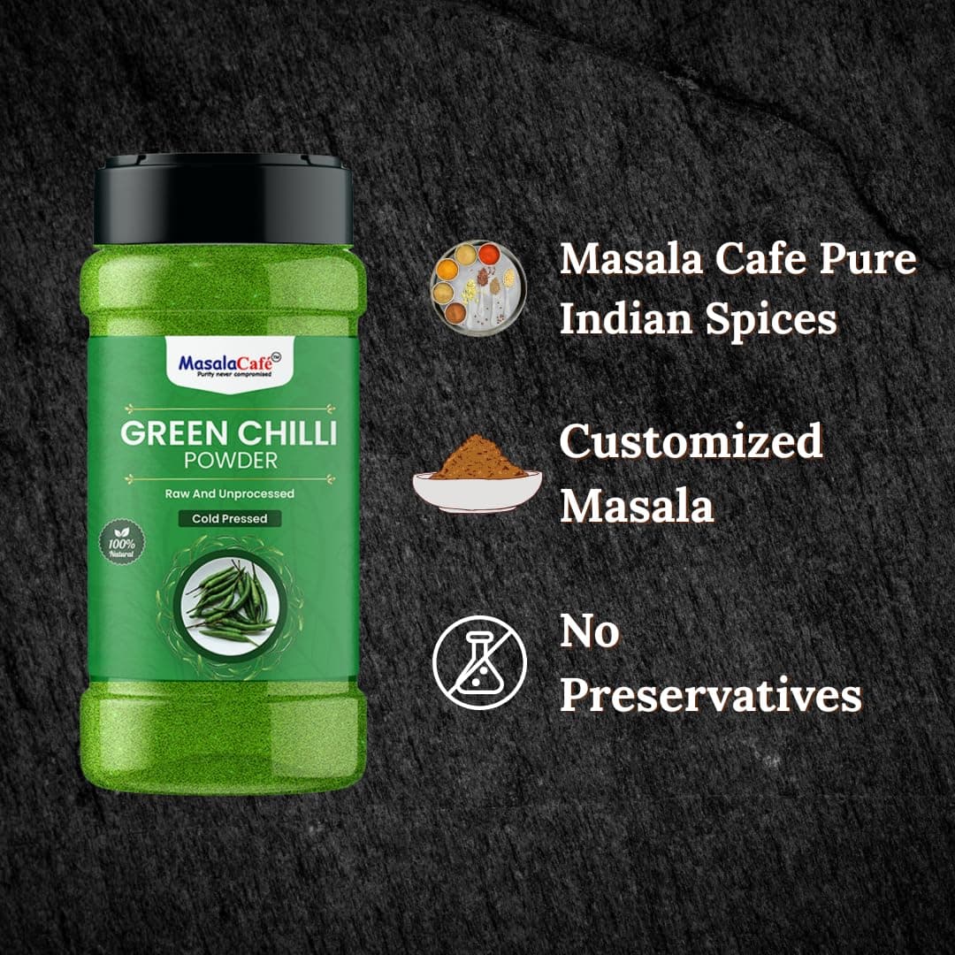 Masala Cafe Green Chilli Powder Masala | Cold Pressed Spices for Everyday Cooking | Pure, Natural & Flavorful | No Preservatives (100 Gram, Green Chilli Powder) — image 4