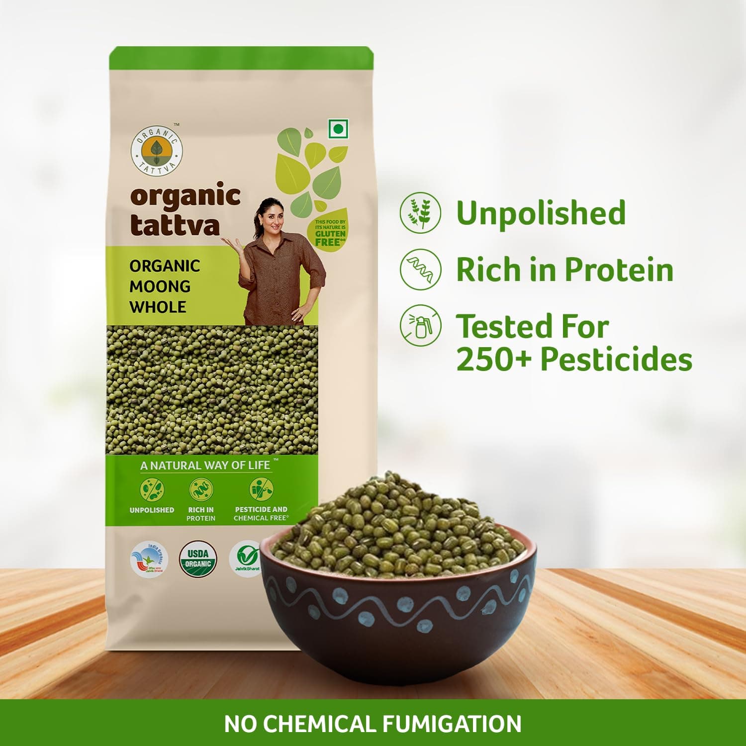 ORGANIC TATTVA , Organic Moong Whole/Sabut Moong Dal, Rich In Protein | Naturally Gluten Free And Unpolished | Pesticide And Chemical Free, 500 Gram — image 5