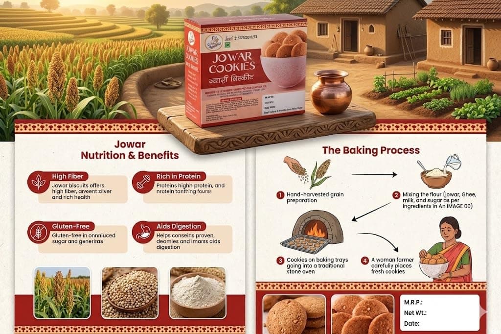 AGROMILETS Jwari Cookies 200g Pack of 3 | Jowar Biscuits | Baked Millet Snack | Grain Based Tea Time Food | Crisp Texture Cookies | Suitable for Regular Use | 3 x 200g Pack — image 6